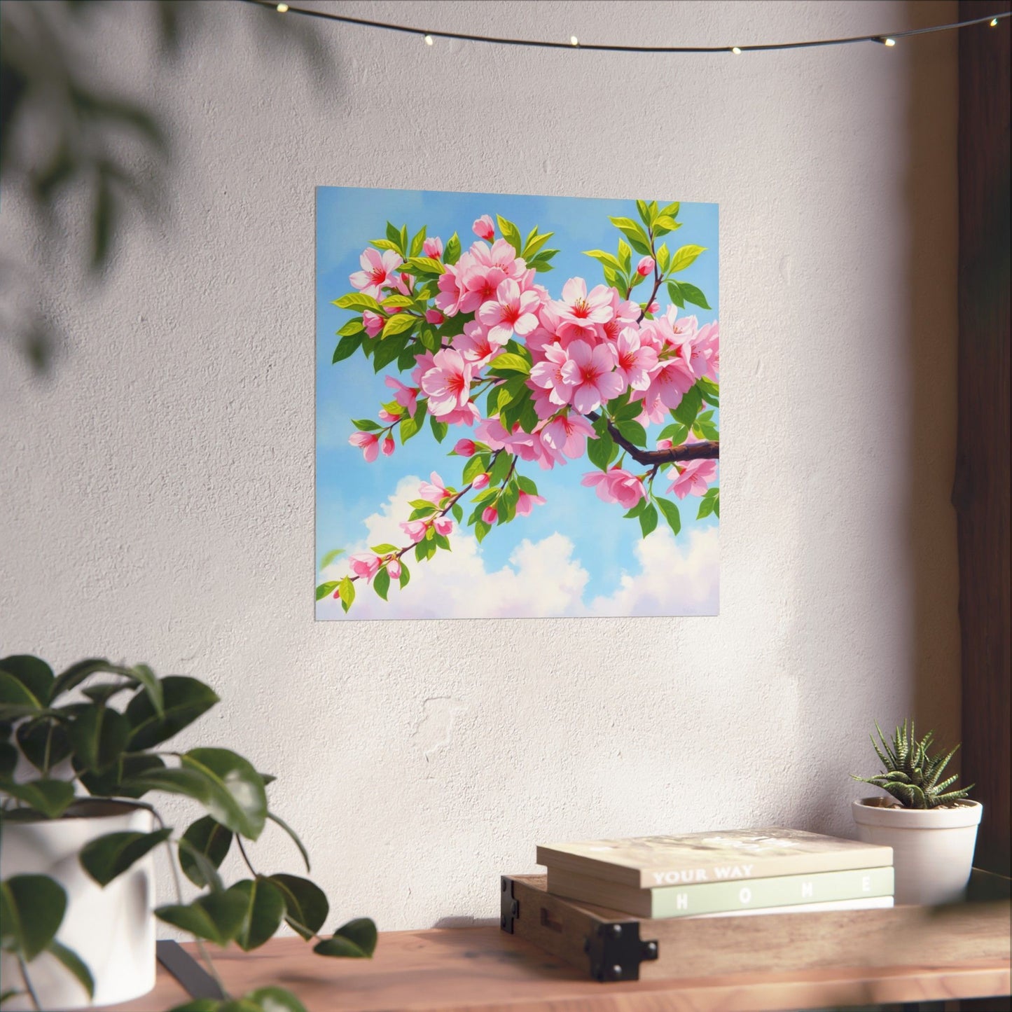 Póster de cerezo en flor, obra de arte natural, decoración primaveral, arte floral para pared, decoración del hogar