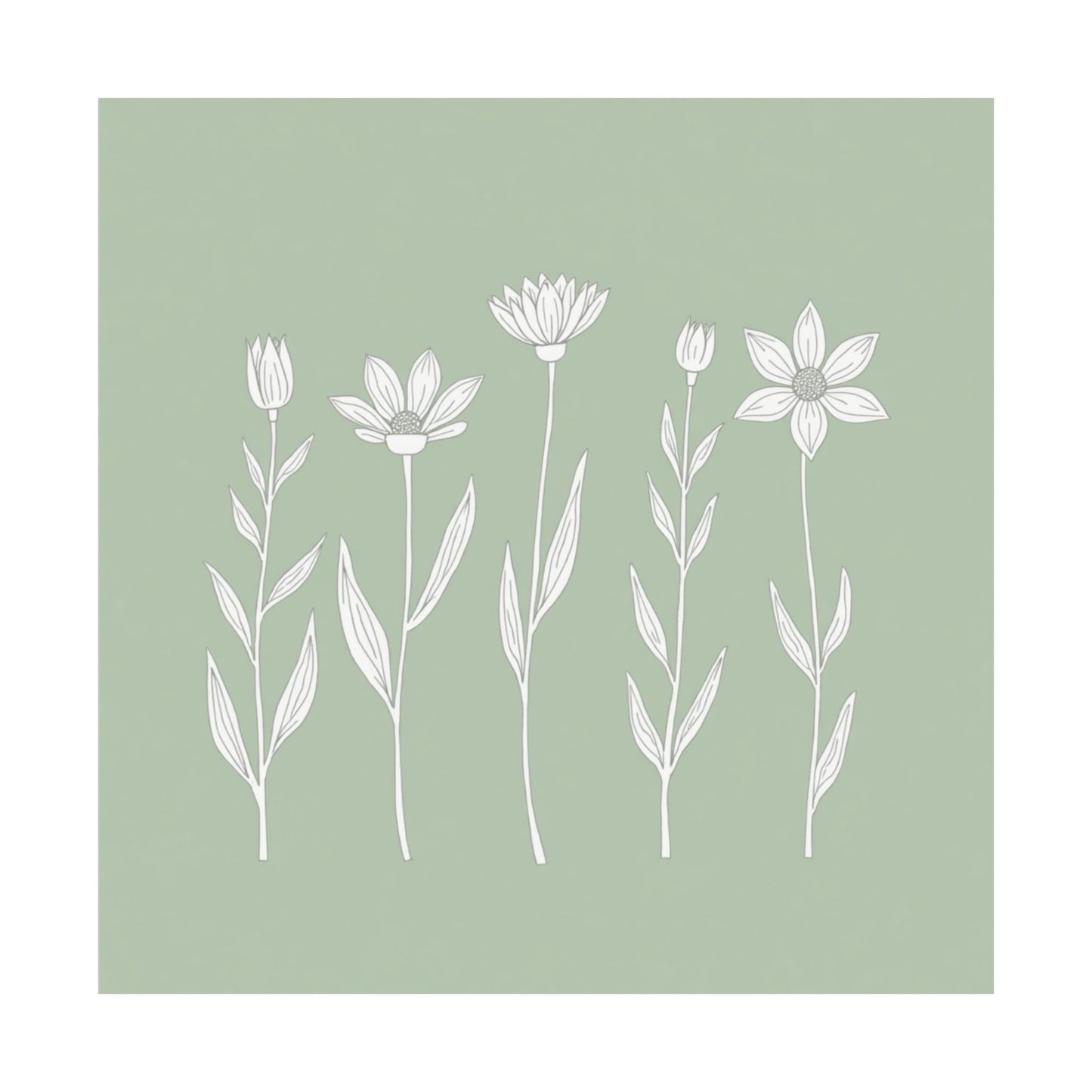 Chic Floral Wall Art Poster, Matte Botanical Decor, Minimalist Home Design, Green Aesthetic Gift, Nature-Inspired Decoration