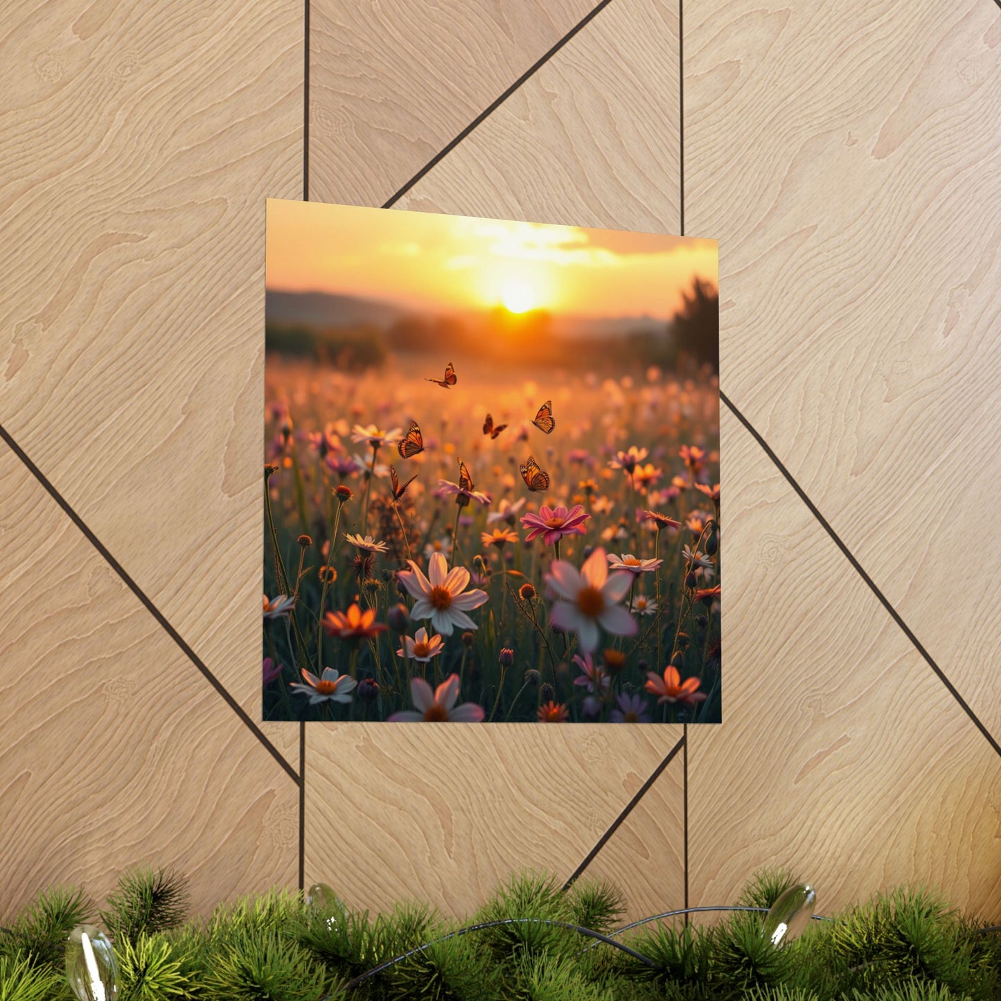 Landscape with Wildflowers and Butterflies Design