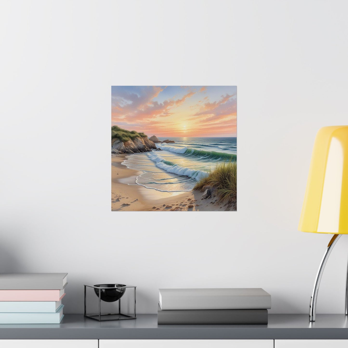 Arte mural de atardecer costero, pósteres mate para amantes de la playa, decoración del hogar, regalo para amantes de la naturaleza, decoración de casas de playa, impresión escénica