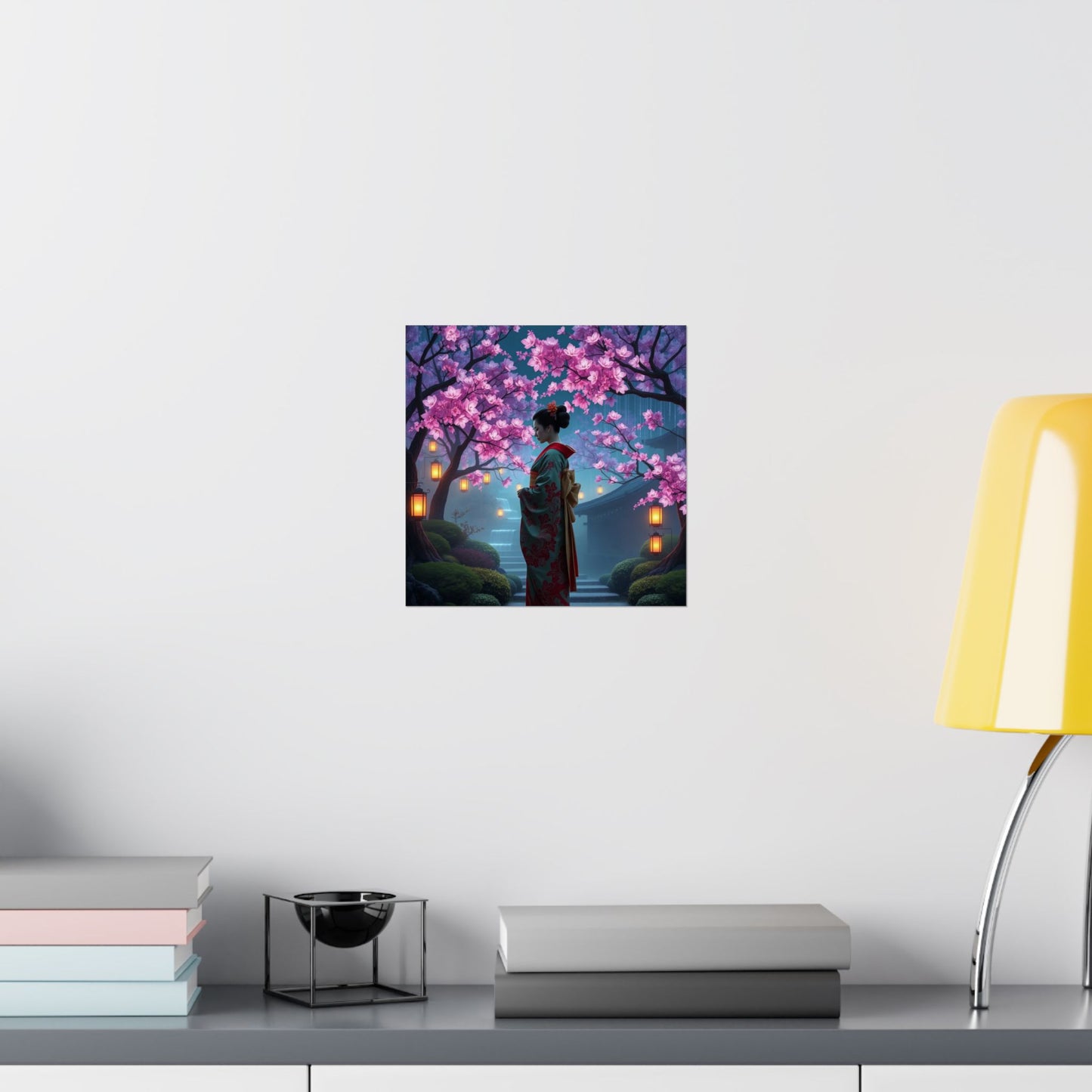 Digital download Posters - Geisha in Elegant Japanese Blossom Garden