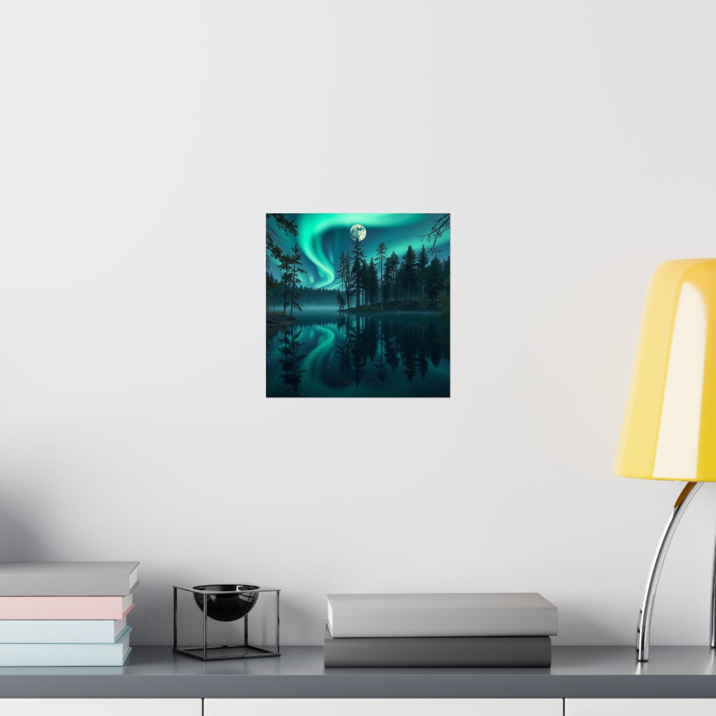 Digital download Poster - Northern Lights Lake Scene