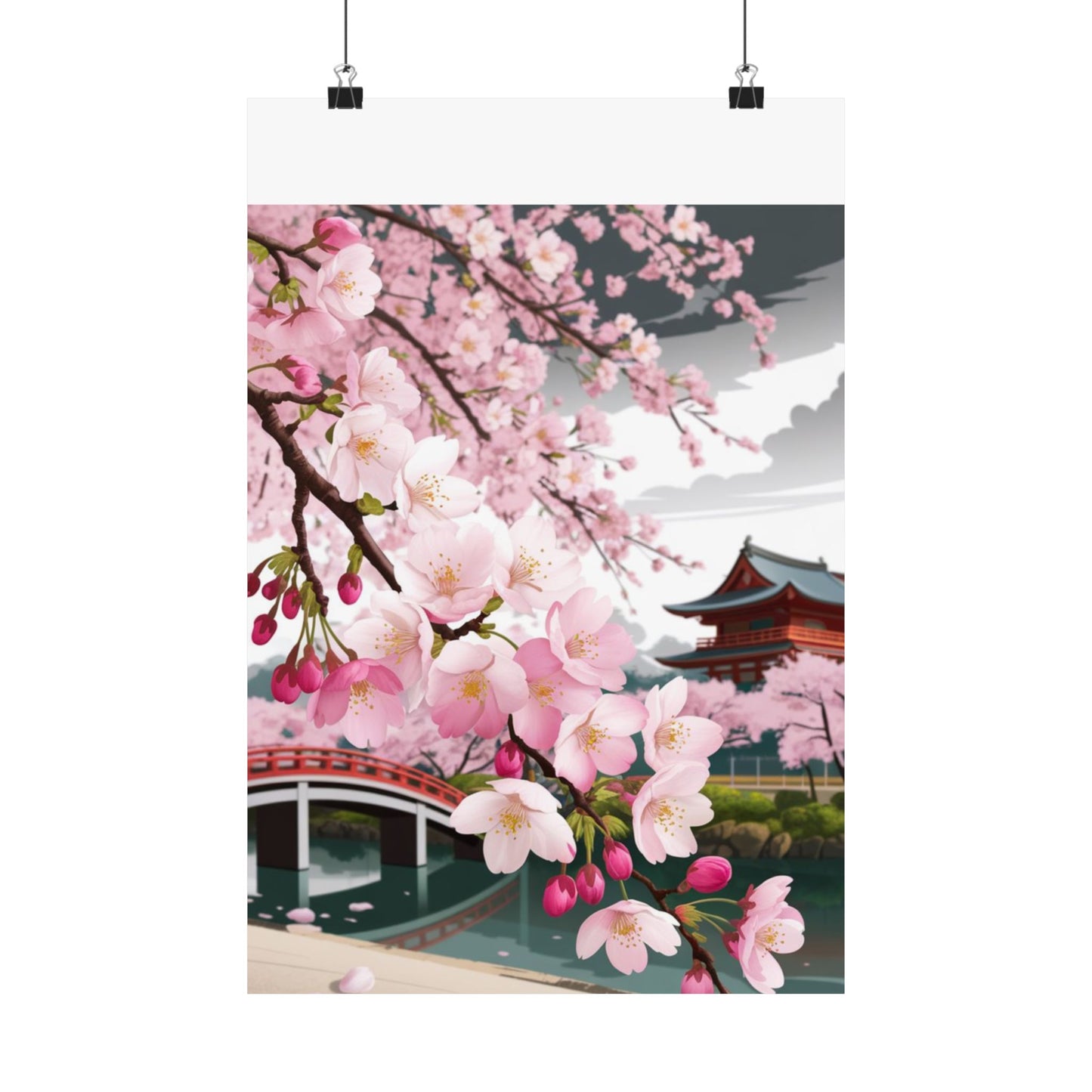Póster vertical de cerezo en flor, arte mural natural, decoración japonesa, decoración primaveral, decoración floral para el hogar, regalo para ella