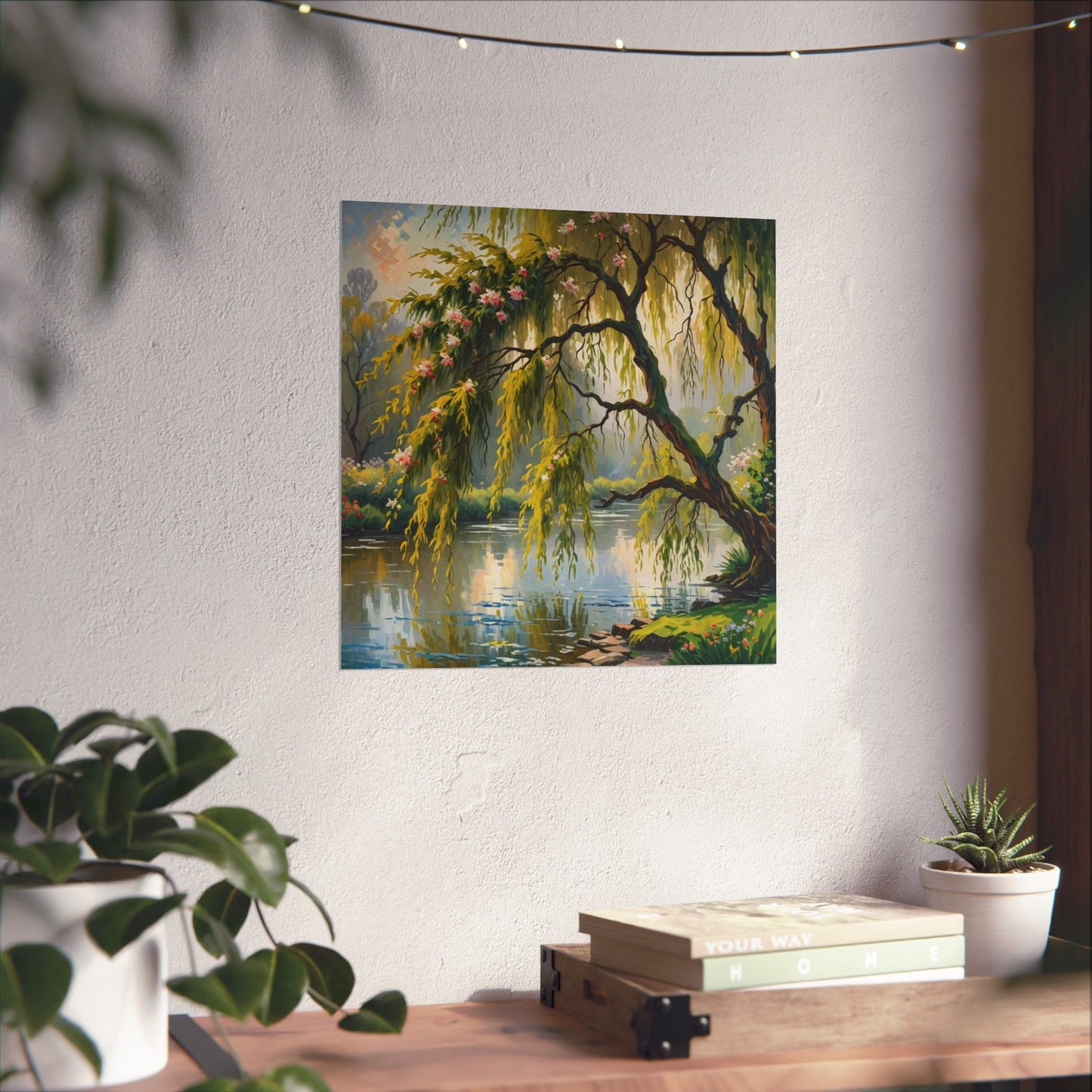 Téléchargement numérique : Affiche de paysage de saules sereins, art mural inspiré de la nature, décoration intérieure esthétique, cadeau pour les amoureux de la nature, imprimé botanique