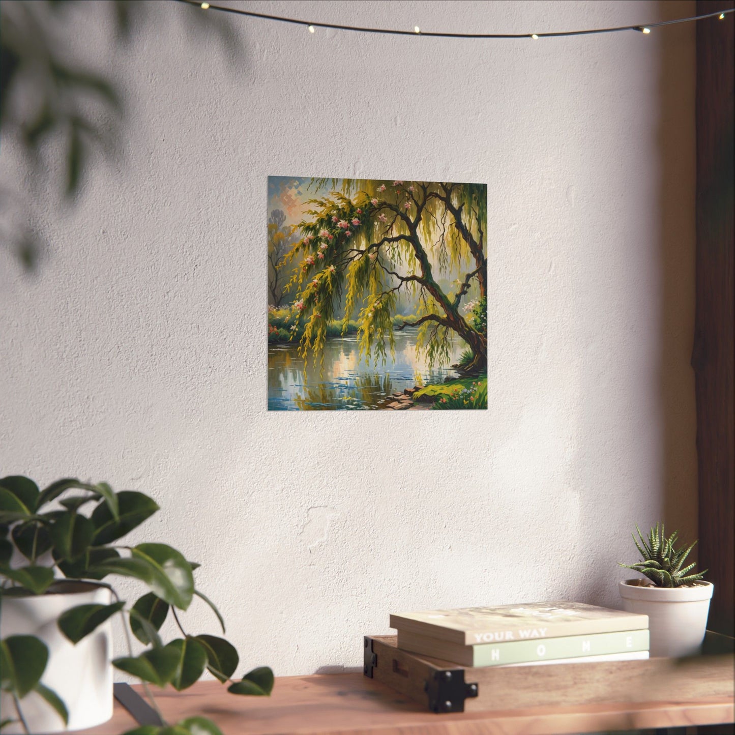 Téléchargement numérique : Affiche de paysage de saules sereins, art mural inspiré de la nature, décoration intérieure esthétique, cadeau pour les amoureux de la nature, imprimé botanique