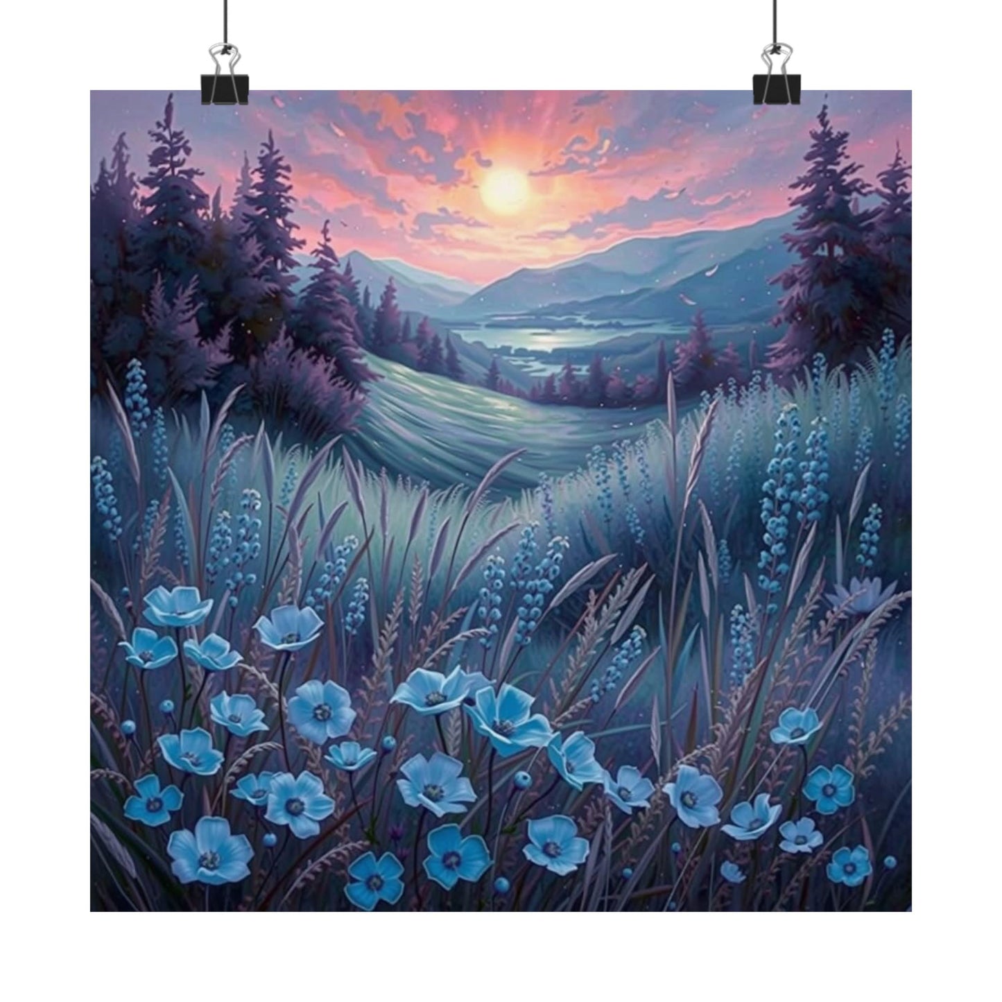 Impresión artística de paisaje sereno, póster mate, decoración de pared natural, estética floral para el hogar, regalo para amantes de la naturaleza