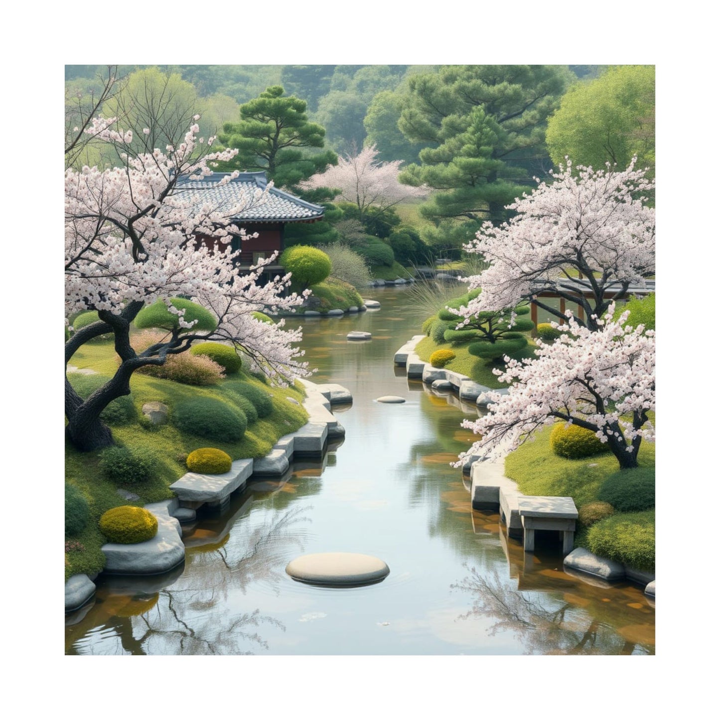 Serene Nature Wall Art Poster, Japanese Cherry Blossom Decor, Home Office Art, Botanical Prints, Tranquil Aesthetic Decor