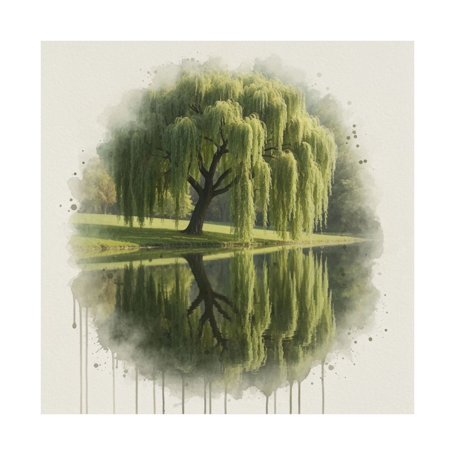 Arte mural de naturaleza serena, pósteres mate, decoración del hogar con un toque de tranquilidad, arte con reflejos de sauces, regalo para amantes de la naturaleza, obra de arte relajante