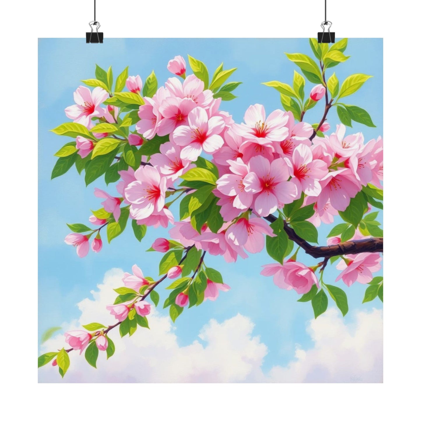 Póster de cerezo en flor, obra de arte natural, decoración primaveral, arte floral para pared, decoración del hogar