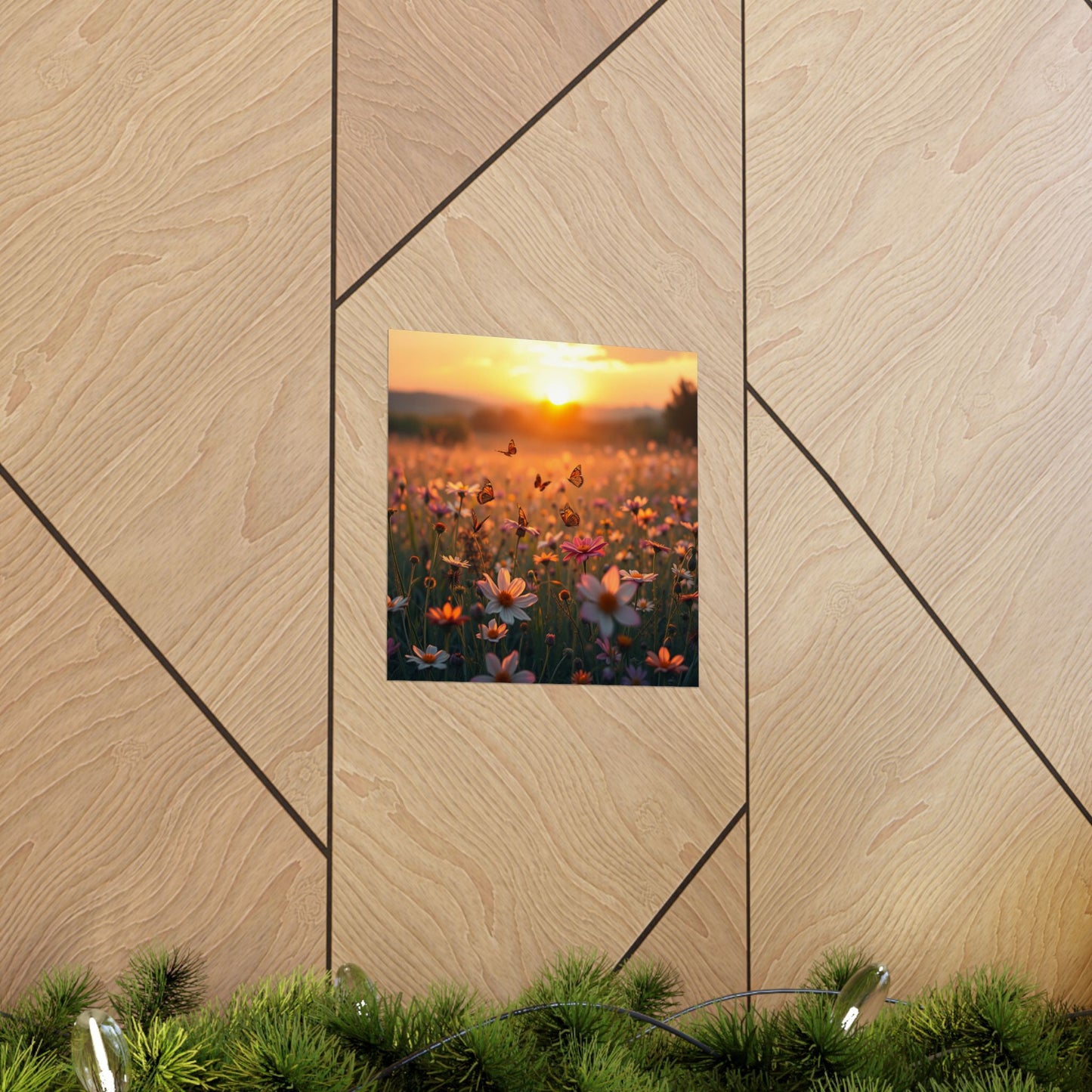 Landscape with Wildflowers and Butterflies Design