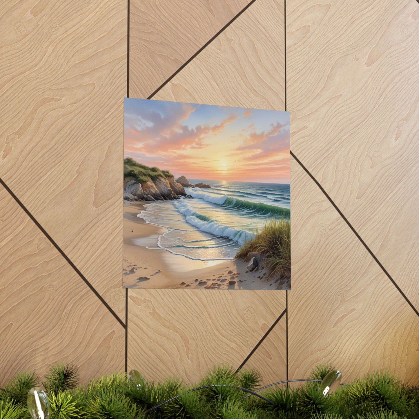 Arte mural de atardecer costero, pósteres mate para amantes de la playa, decoración del hogar, regalo para amantes de la naturaleza, decoración de casas de playa, impresión escénica