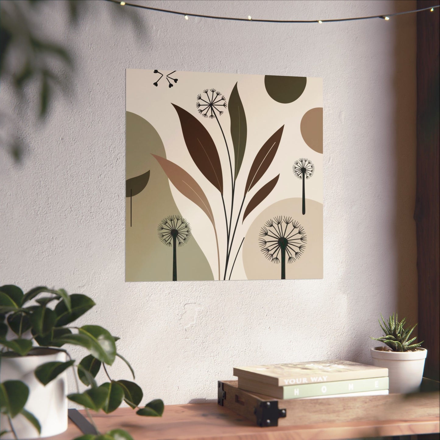 Póster mate, decoración de pared, ambiente natural, diseño de interiores modernos, estética bohemia, arte de pared bohemia, regalo para amantes de las plantas.