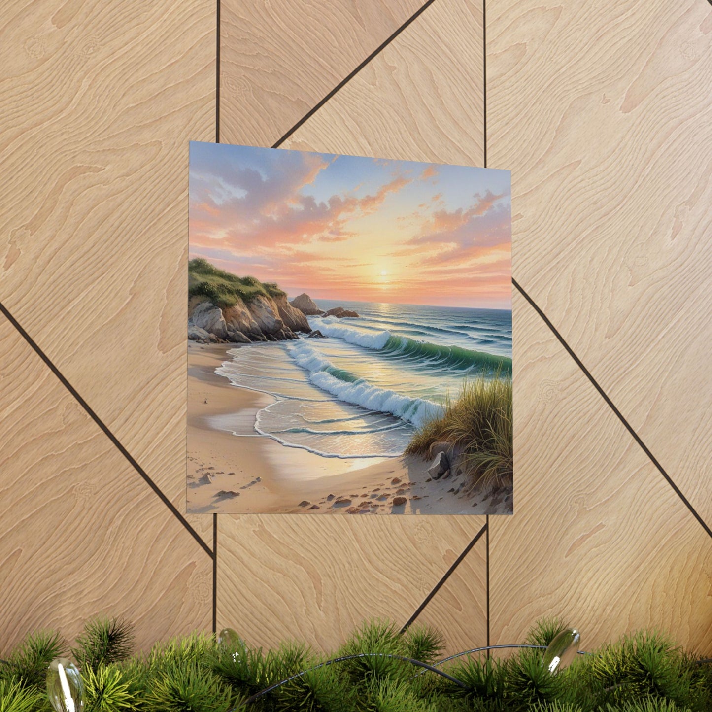 Arte mural de atardecer costero, pósteres mate para amantes de la playa, decoración del hogar, regalo para amantes de la naturaleza, decoración de casas de playa, impresión escénica