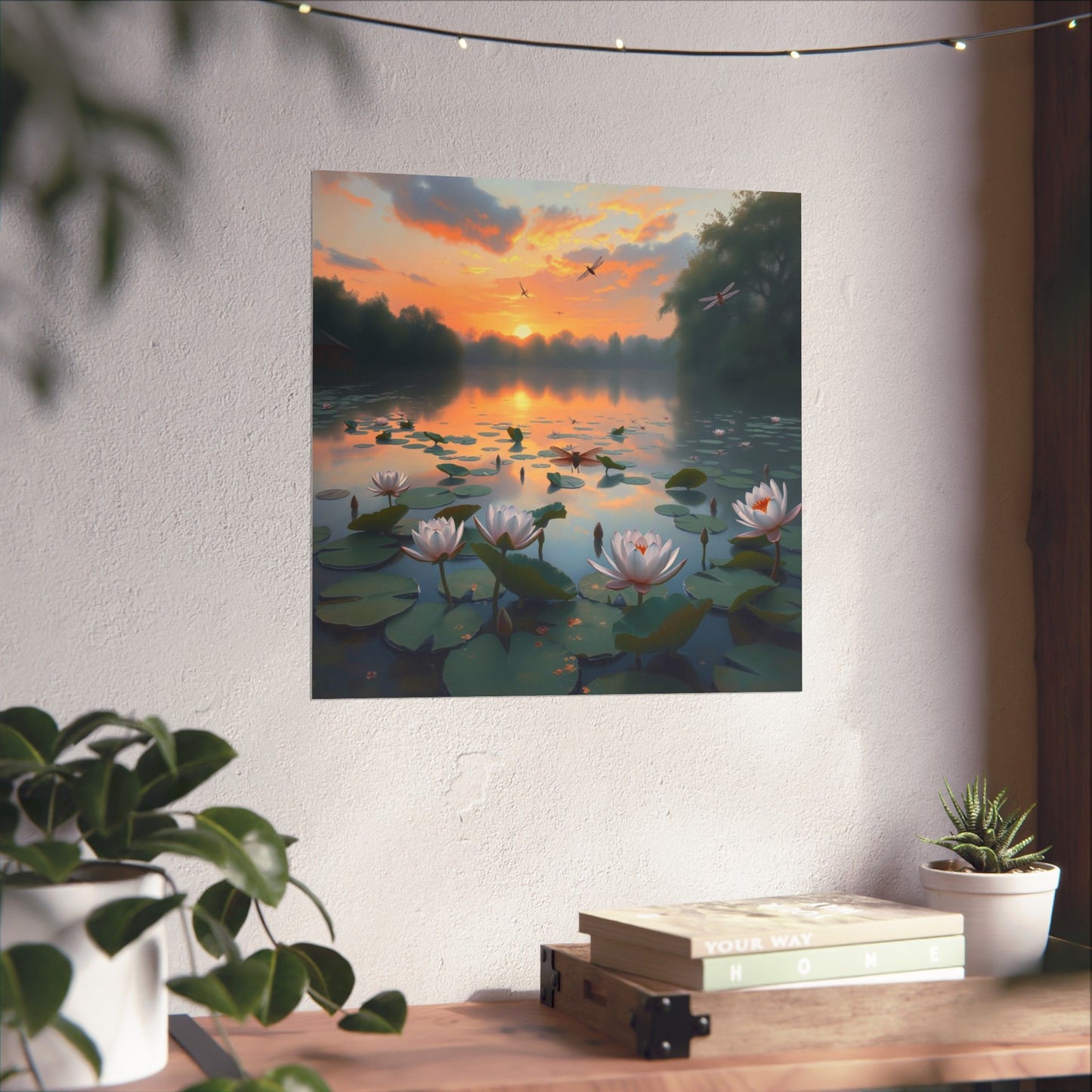 Descargas digitales: Póster de flor de loto relajante | Arte mural natural, decoración del hogar con serenidad, regalo de meditación, estampado floral, arte ecológico