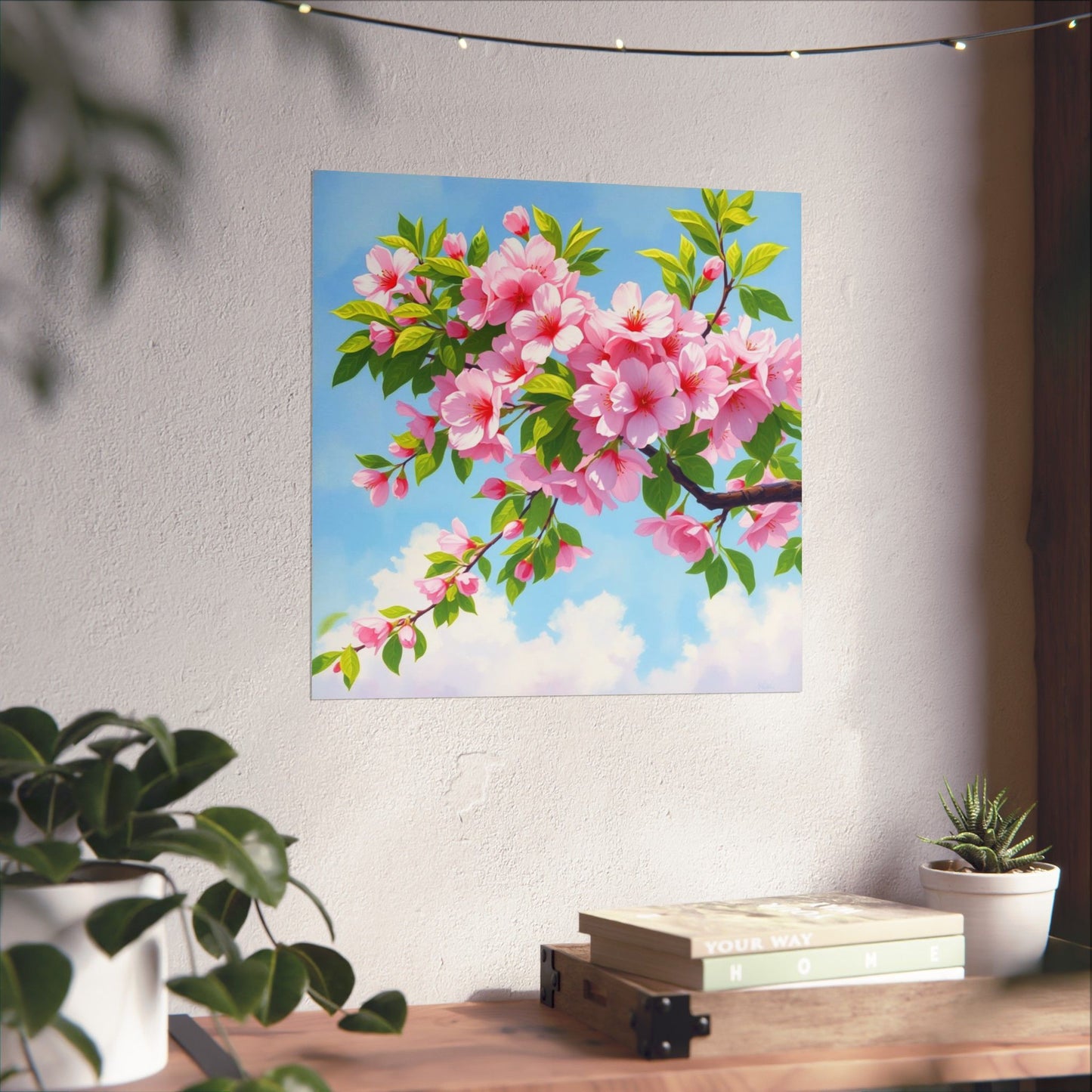 Póster de cerezo en flor, obra de arte natural, decoración primaveral, arte floral para pared, decoración del hogar