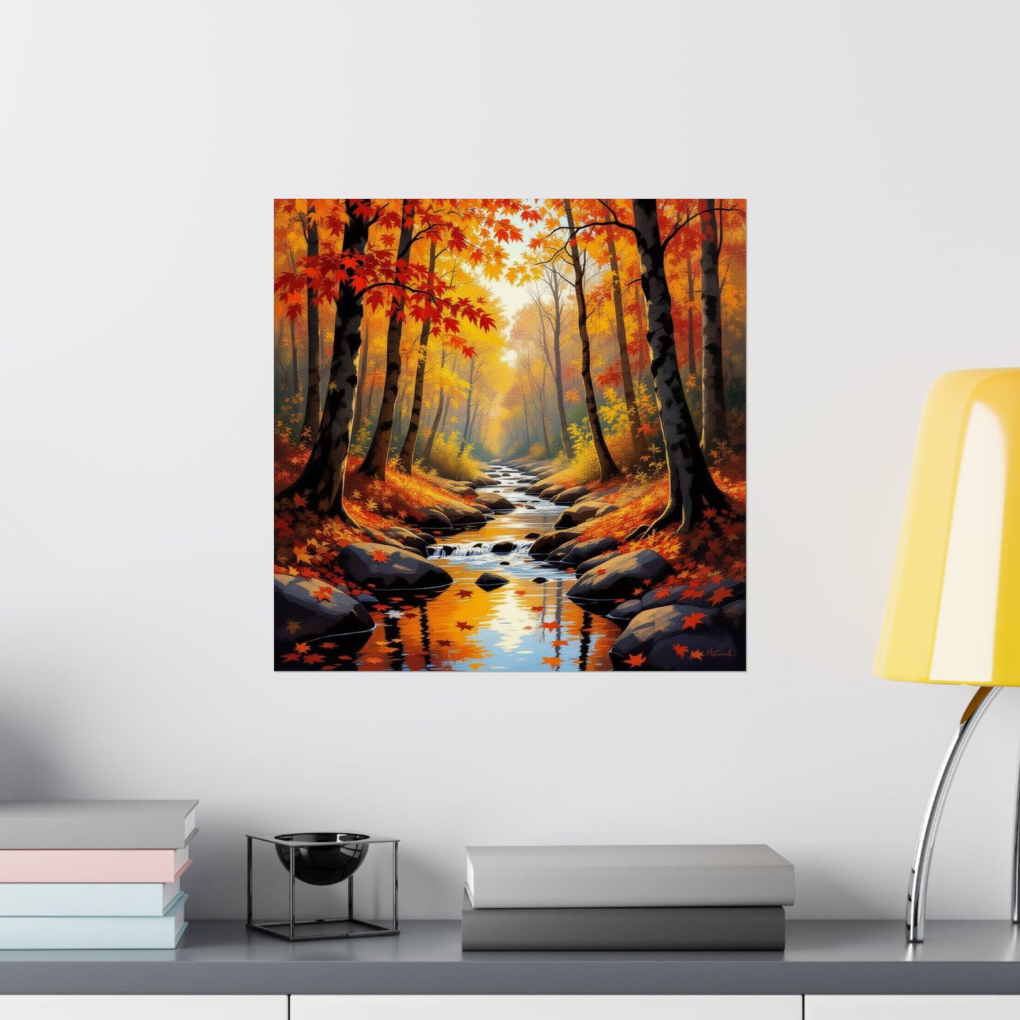 Autumn Forest Matte Poster, Fall Wall Art, Nature Decor, Cozy Living Room Print, Seasonal Home Decoration