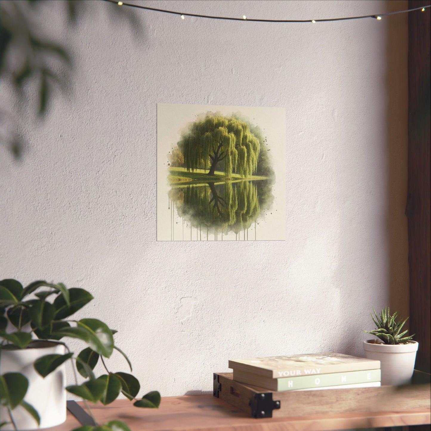Arte mural de naturaleza serena, pósteres mate, decoración del hogar con un toque de tranquilidad, arte con reflejos de sauces, regalo para amantes de la naturaleza, obra de arte relajante