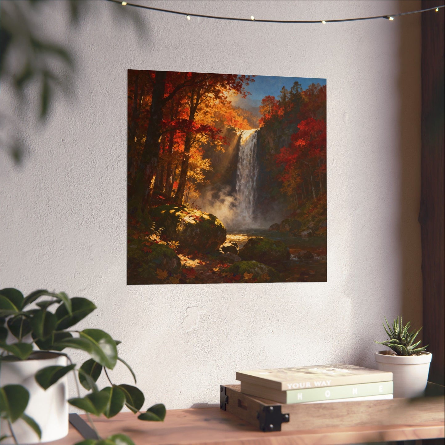 Digital download Waterfall in Autumn Forest Matte Design