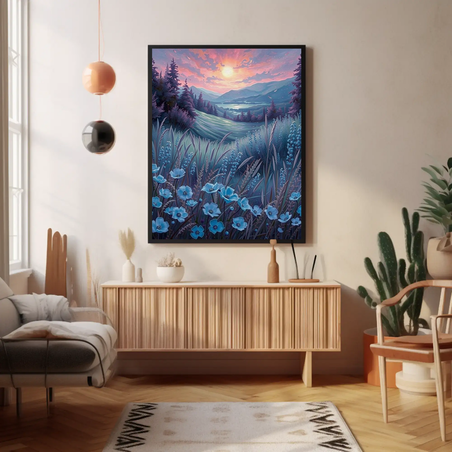 Impresión artística de paisaje sereno, póster mate, decoración de pared natural, estética floral para el hogar, regalo para amantes de la naturaleza