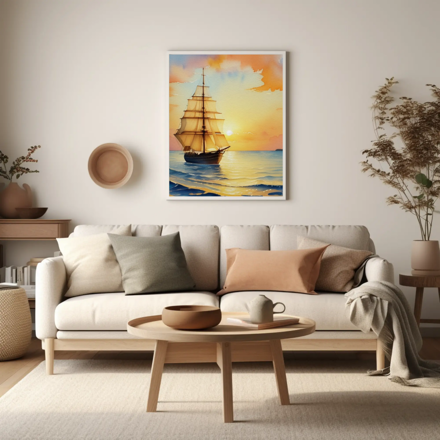 Pósteres mate de velero sereno, arte náutico, decoración costera, arte mural para el hogar, regalo para amantes de la playa