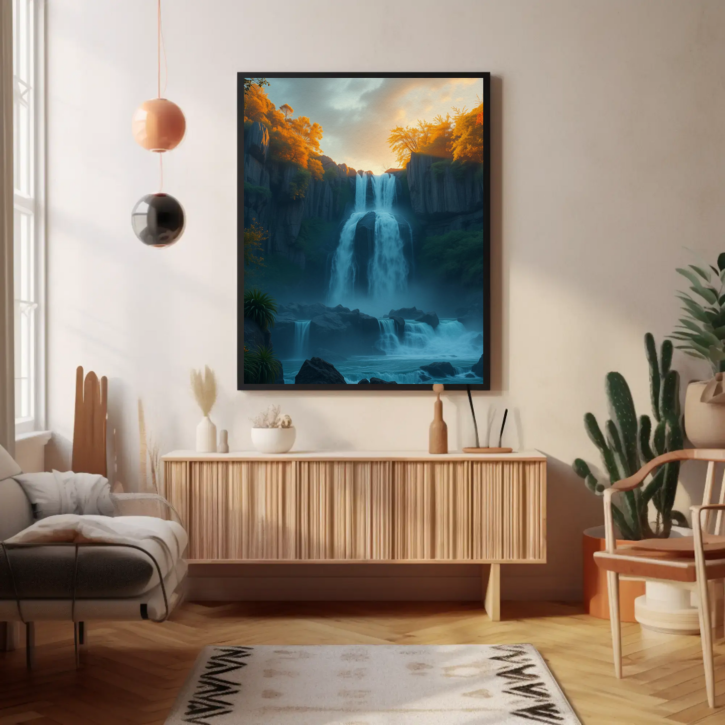 Póster de Cascada Serena, Impresión Artística Mate, Decoración de Pared Natural, Estética del Hogar, Regalo para Amantes de la Aventura, Obra de Arte Relajante