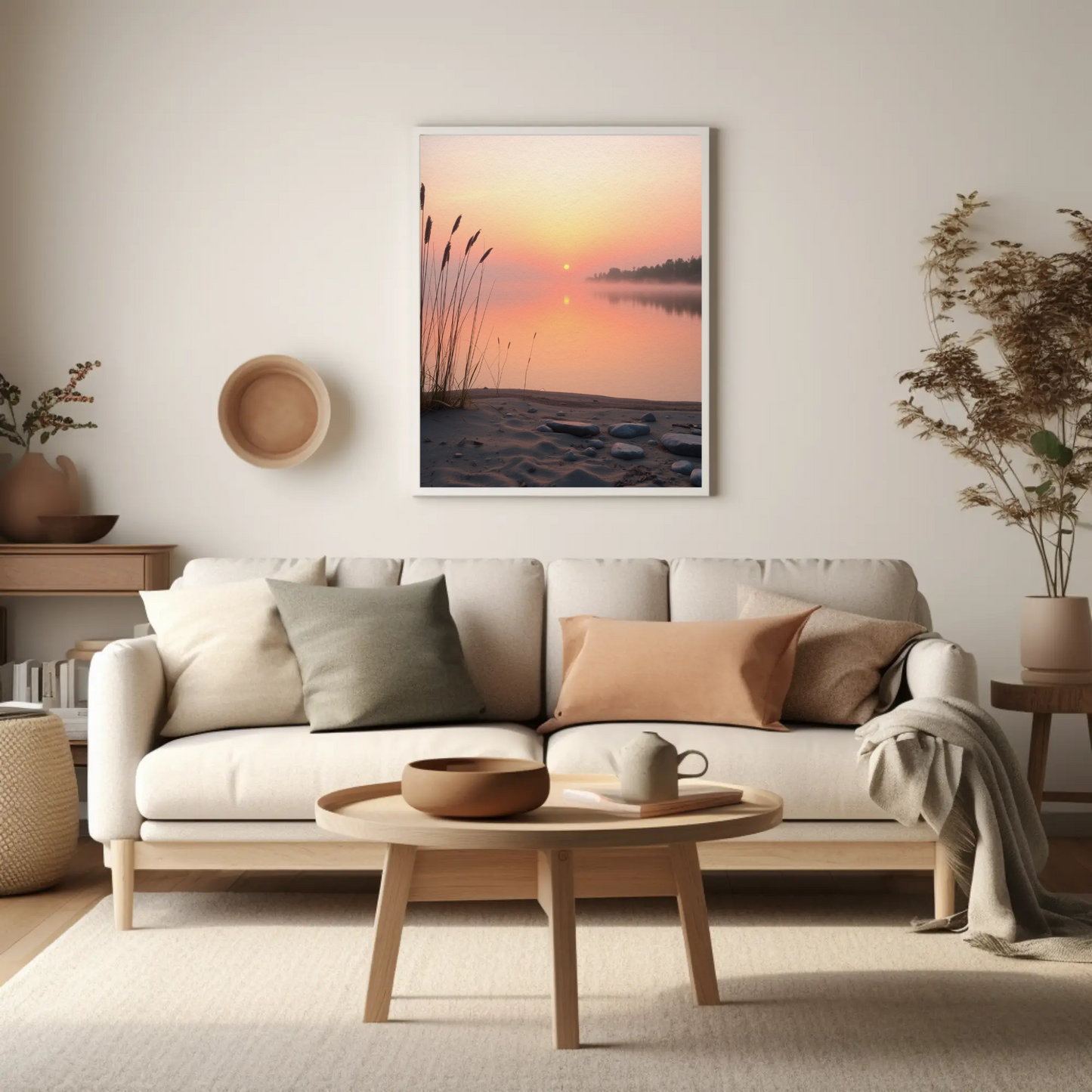 Póster de naturaleza serena, arte mural de atardecer tranquilo, decoración para amantes de la naturaleza, regalo para cualquier ocasión, decoración de paisaje tranquilo