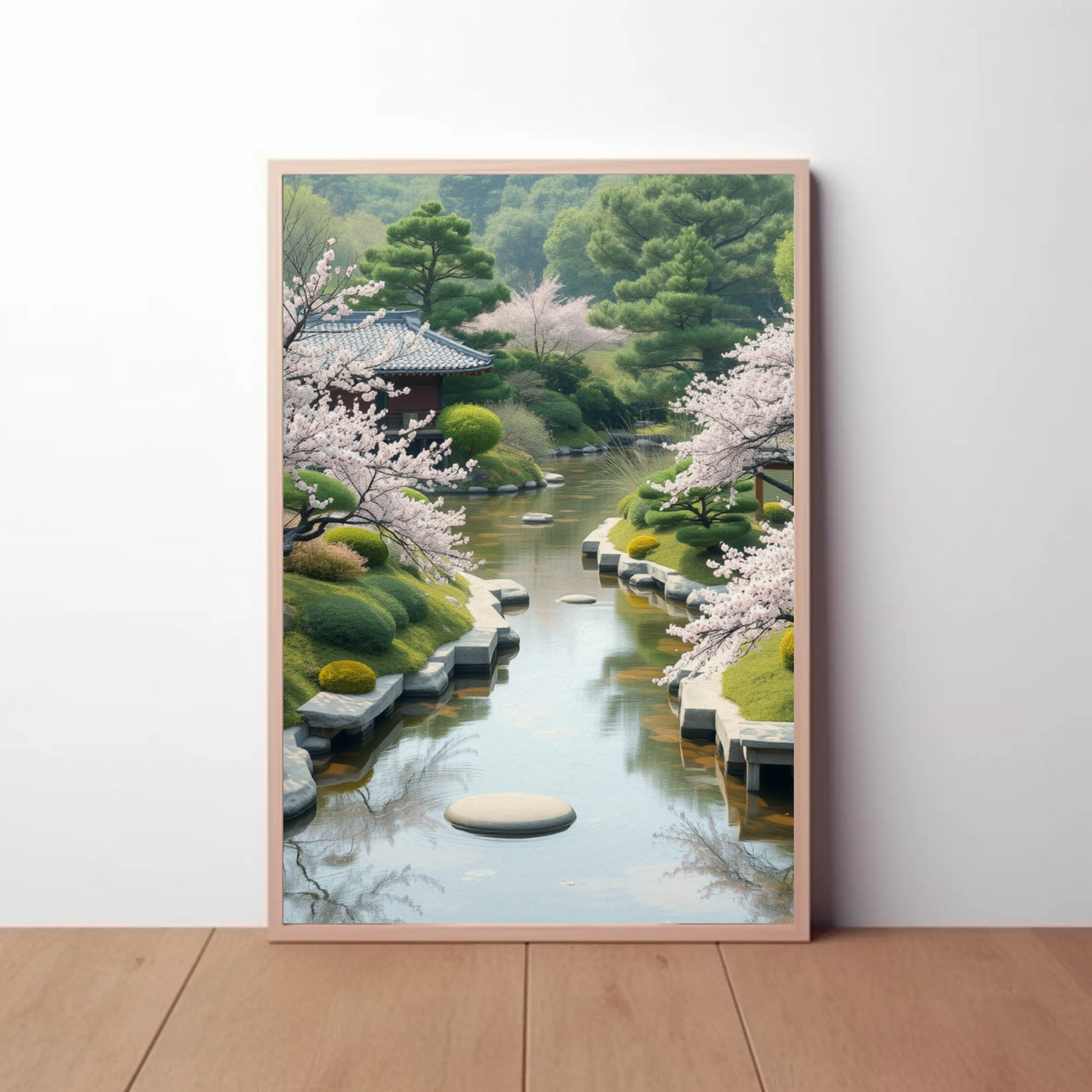 Serene Nature Wall Art Poster, Japanese Cherry Blossom Decor, Home Office Art, Botanical Prints, Tranquil Aesthetic Decor