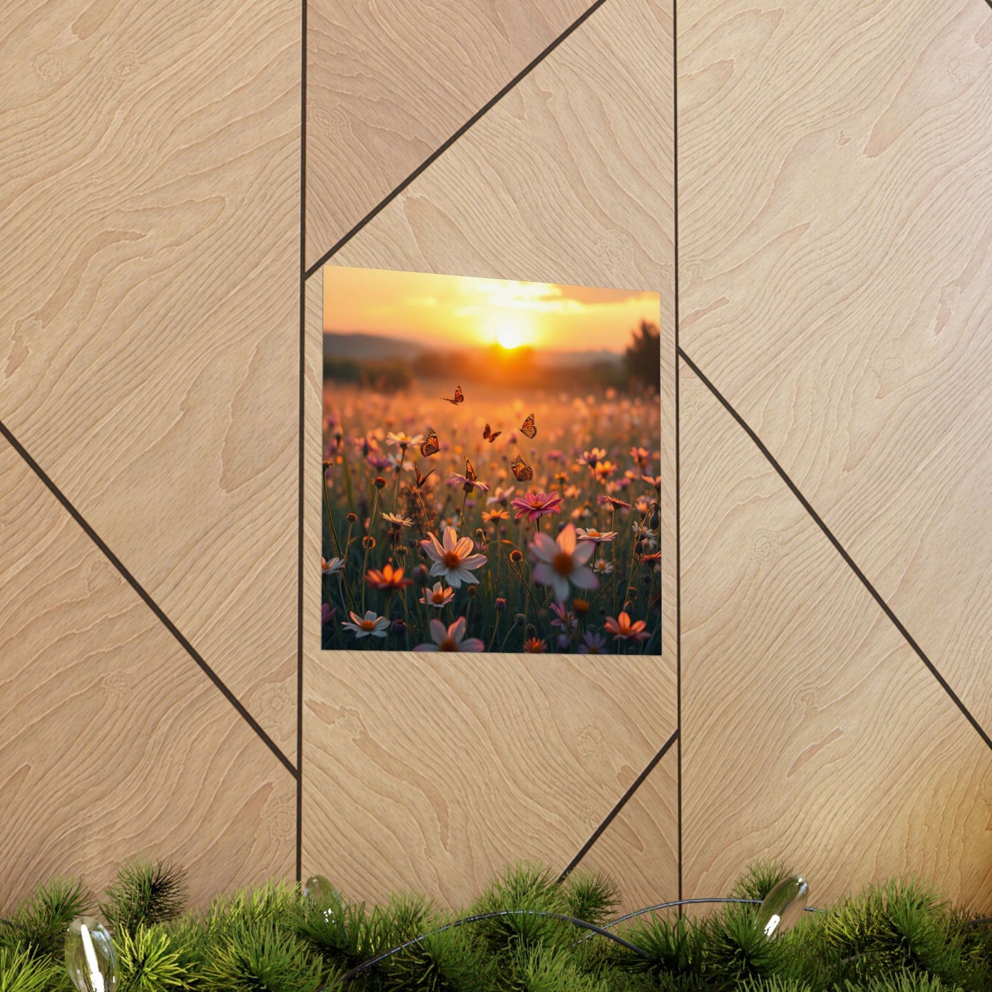 Landscape with Wildflowers and Butterflies Design