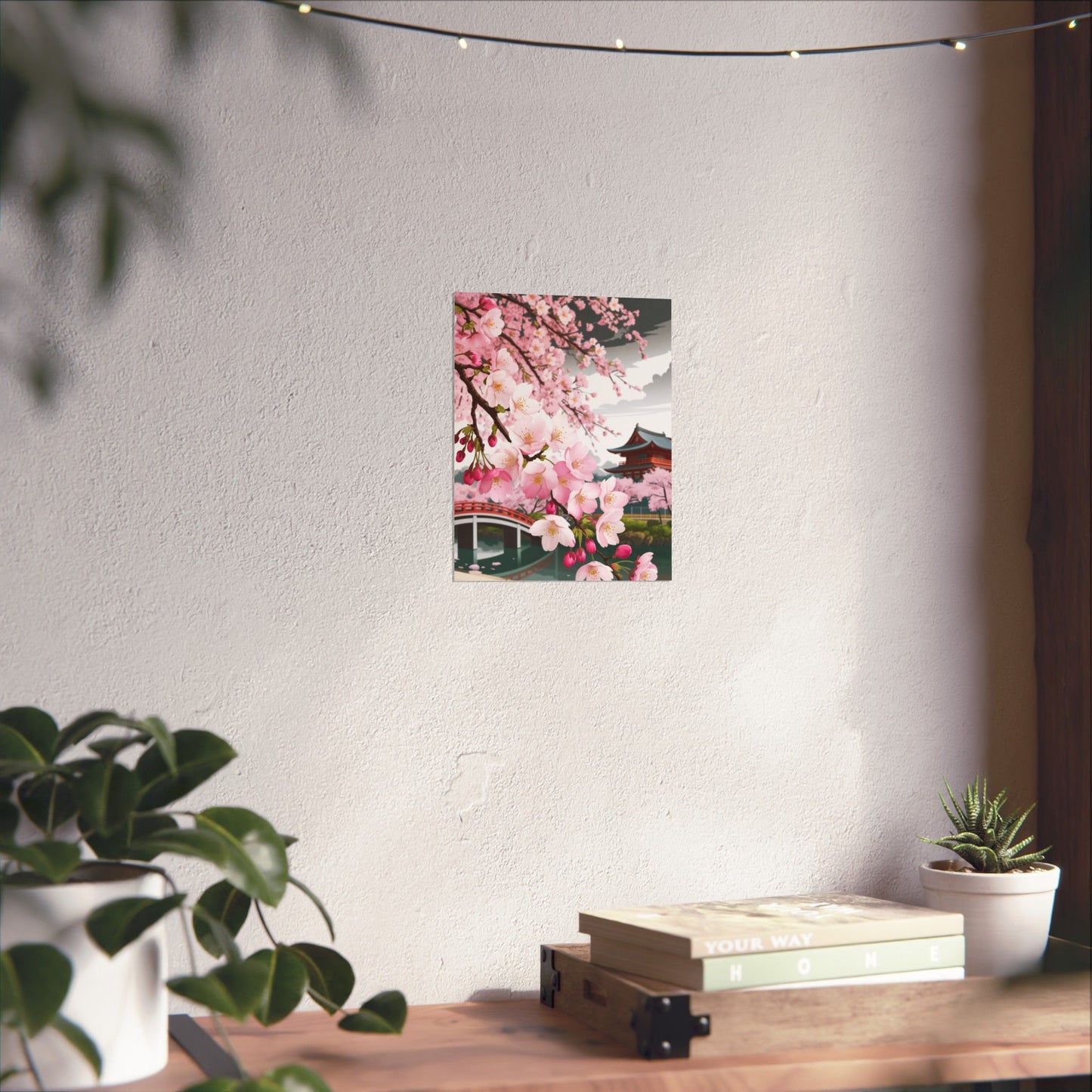 Póster vertical de cerezo en flor, arte mural natural, decoración japonesa, decoración primaveral, decoración floral para el hogar, regalo para ella