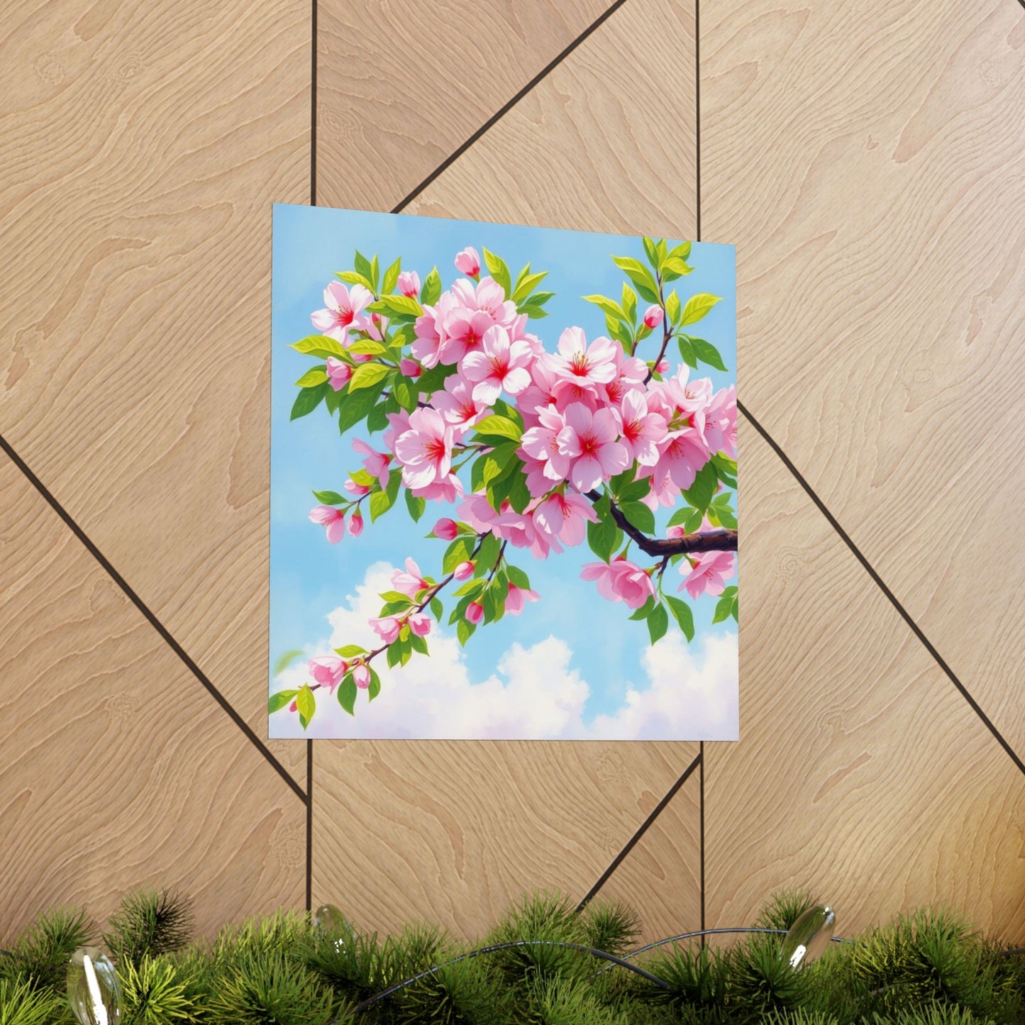 Póster de cerezo en flor, obra de arte natural, decoración primaveral, arte floral para pared, decoración del hogar