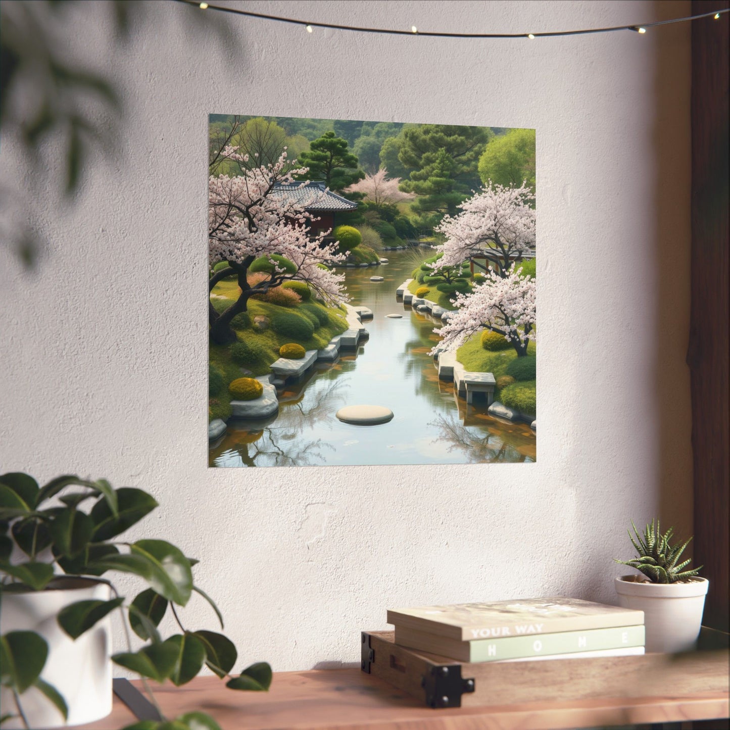 Serene Nature Wall Art Poster, Japanese Cherry Blossom Decor, Home Office Art, Botanical Prints, Tranquil Aesthetic Decor