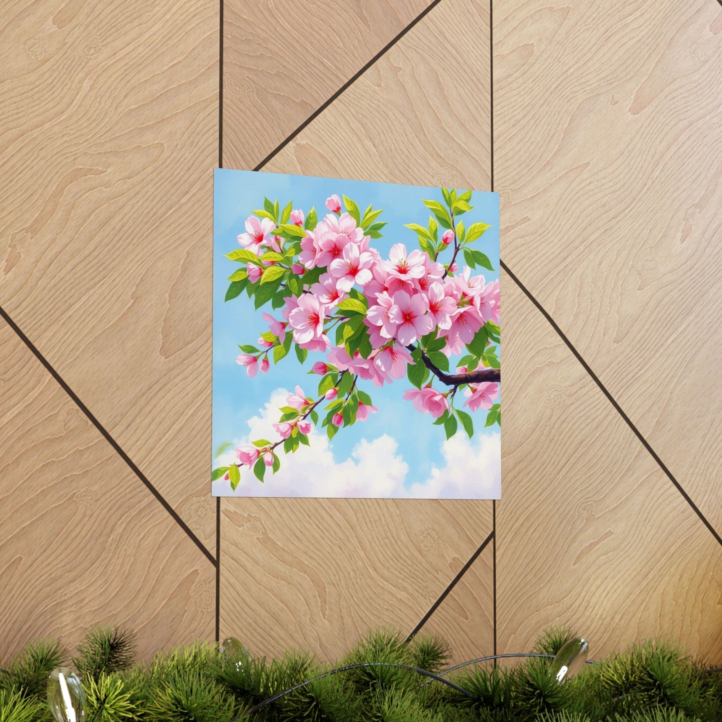 Póster de cerezo en flor, obra de arte natural, decoración primaveral, arte floral para pared, decoración del hogar