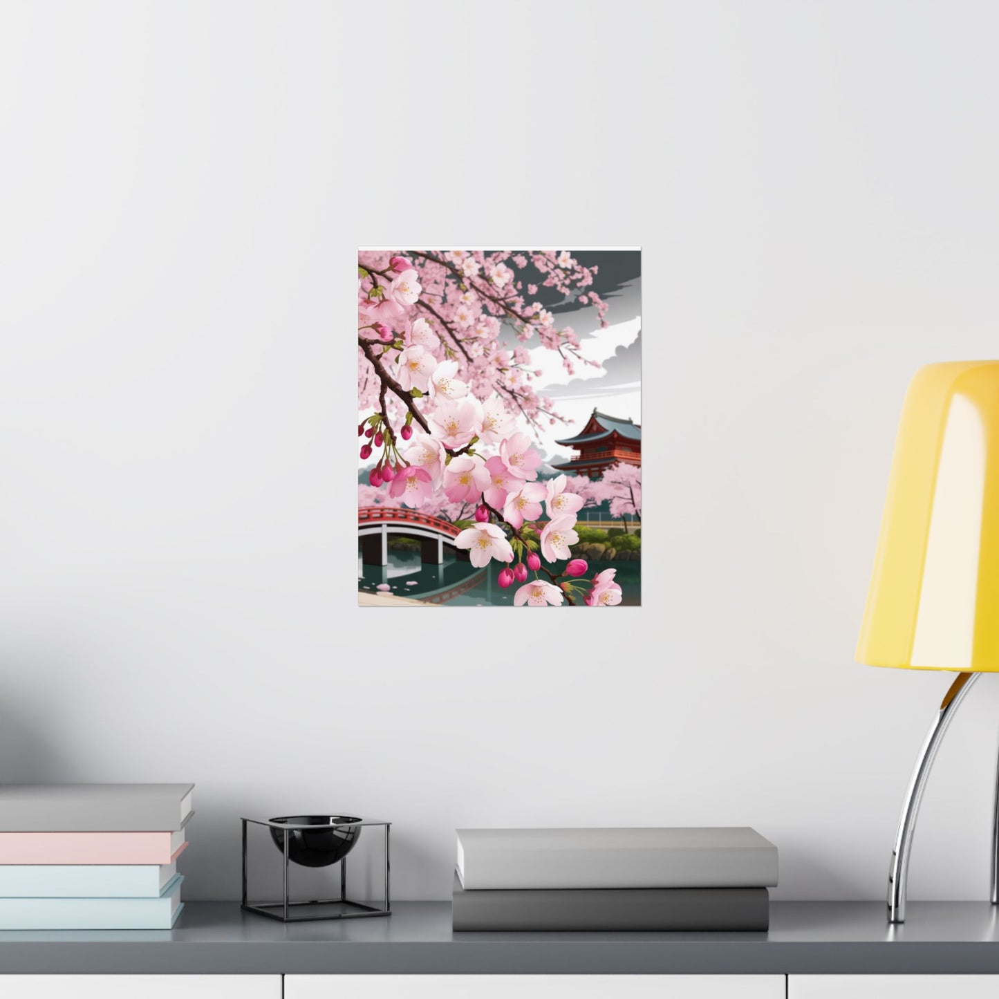 Póster vertical de cerezo en flor, arte mural natural, decoración japonesa, decoración primaveral, decoración floral para el hogar, regalo para ella