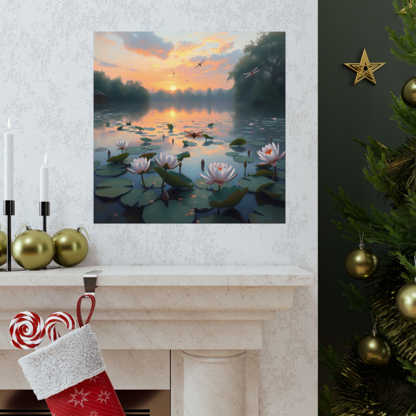 Póster de flor de loto relajante | Arte mural natural, decoración del hogar con serenidad, regalo de meditación, estampado floral, arte ecológico