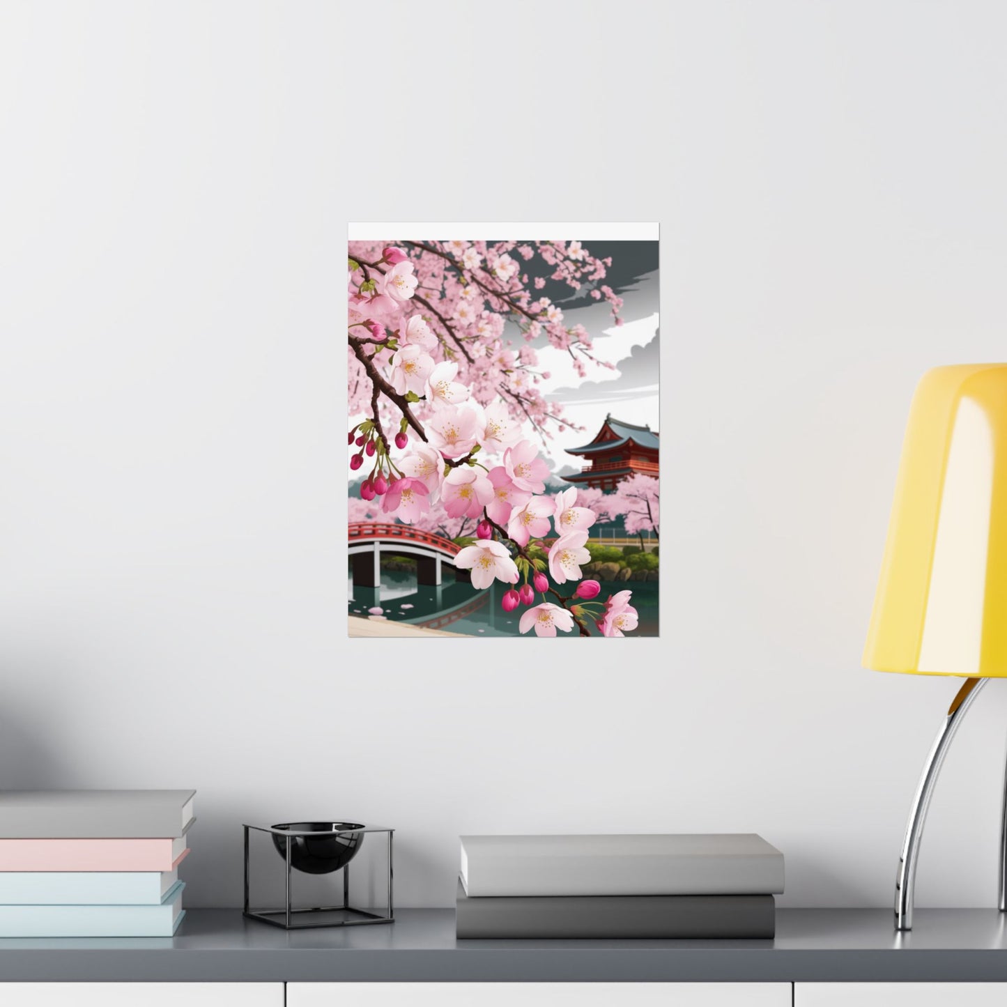 Póster vertical de cerezo en flor, arte mural natural, decoración japonesa, decoración primaveral, decoración floral para el hogar, regalo para ella