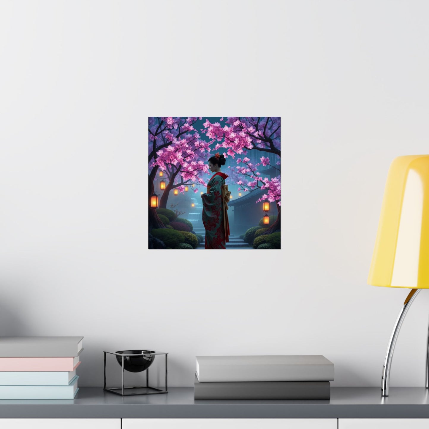 Digital download Posters - Geisha in Elegant Japanese Blossom Garden