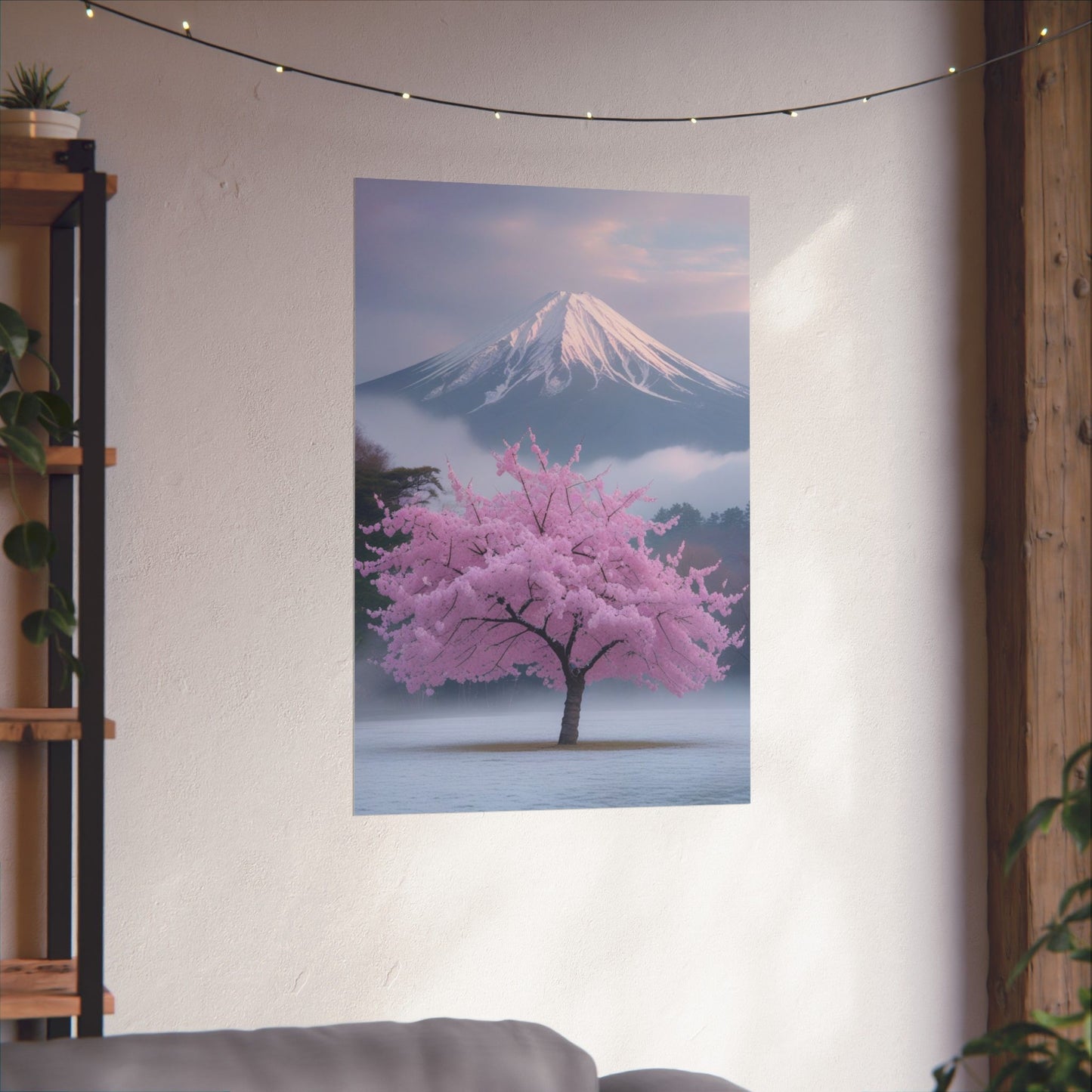 Vertical Poster - Mount Fuji and Cherry Blossom Tree Design