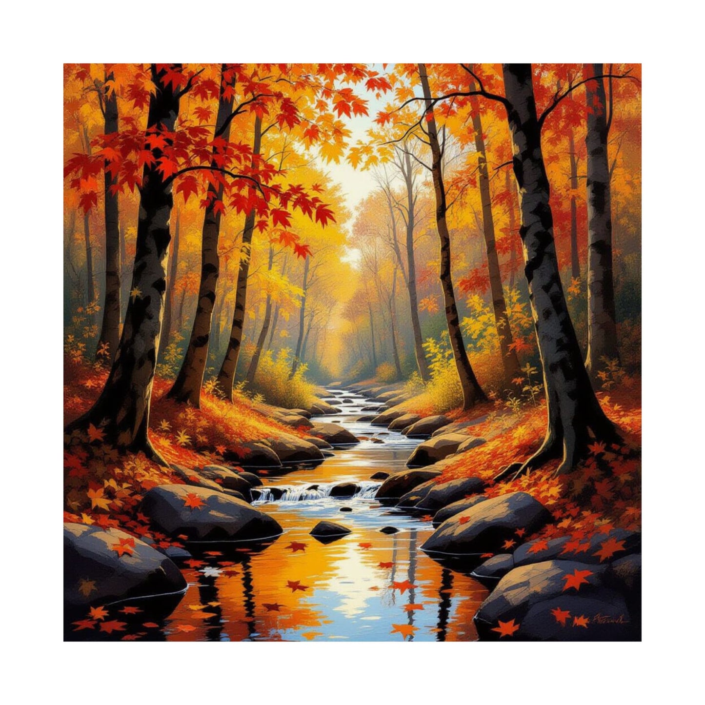 Autumn Forest Matte Poster, Fall Wall Art, Nature Decor, Cozy Living Room Print, Seasonal Home Decoration