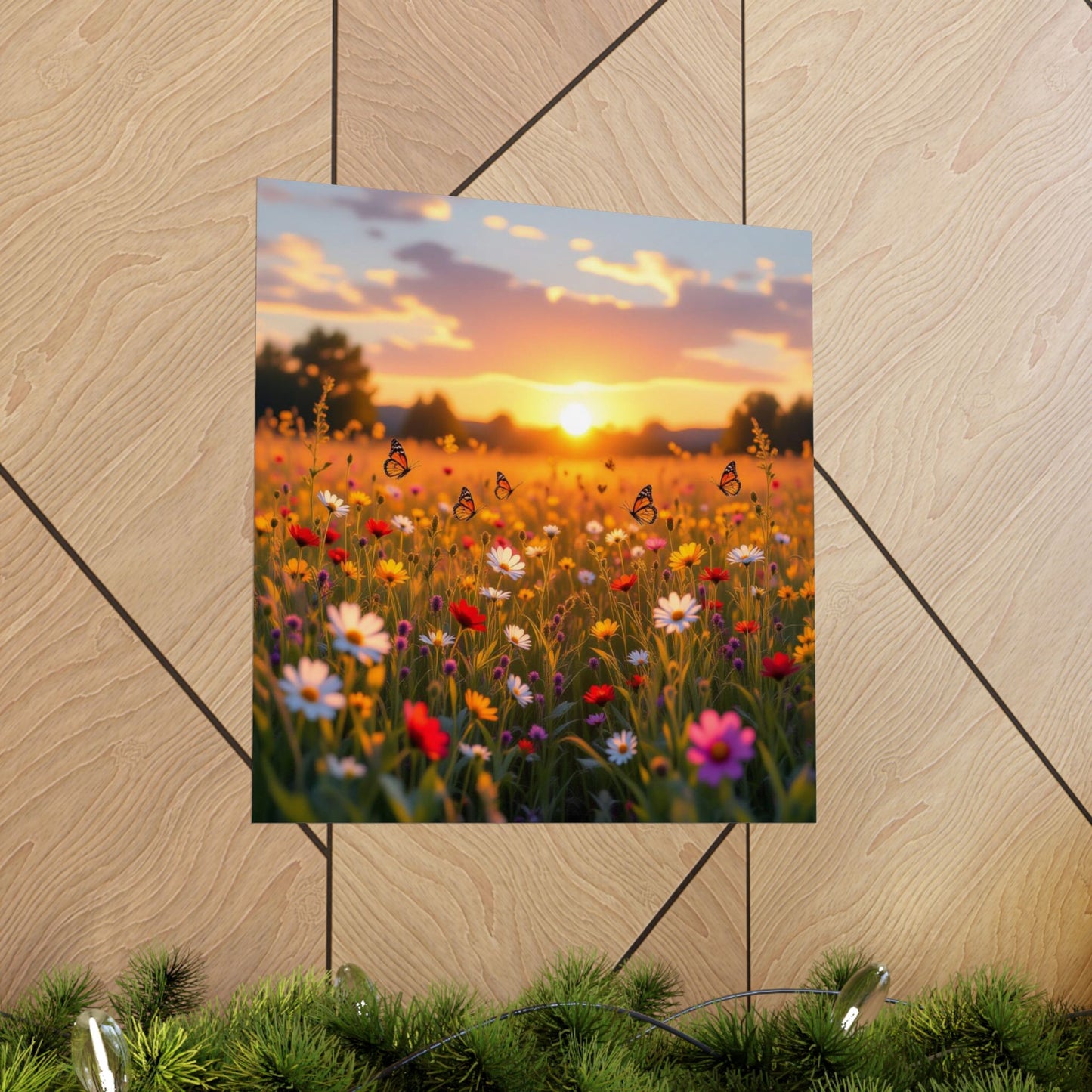 Digital download Landscape with Wildflowers and Butterflies Design