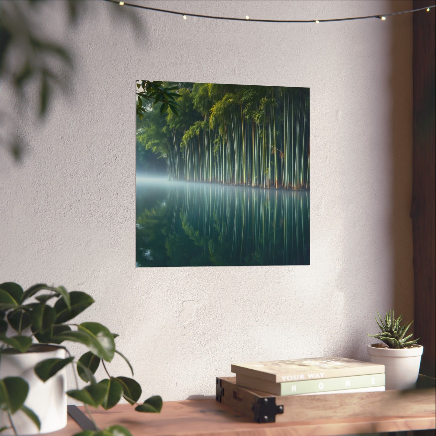Póster de bambú sereno, impresión artística de naturaleza tranquila, decoración de pared zen, estética relajante para el hogar, reflexión meditativa sobre el bambú