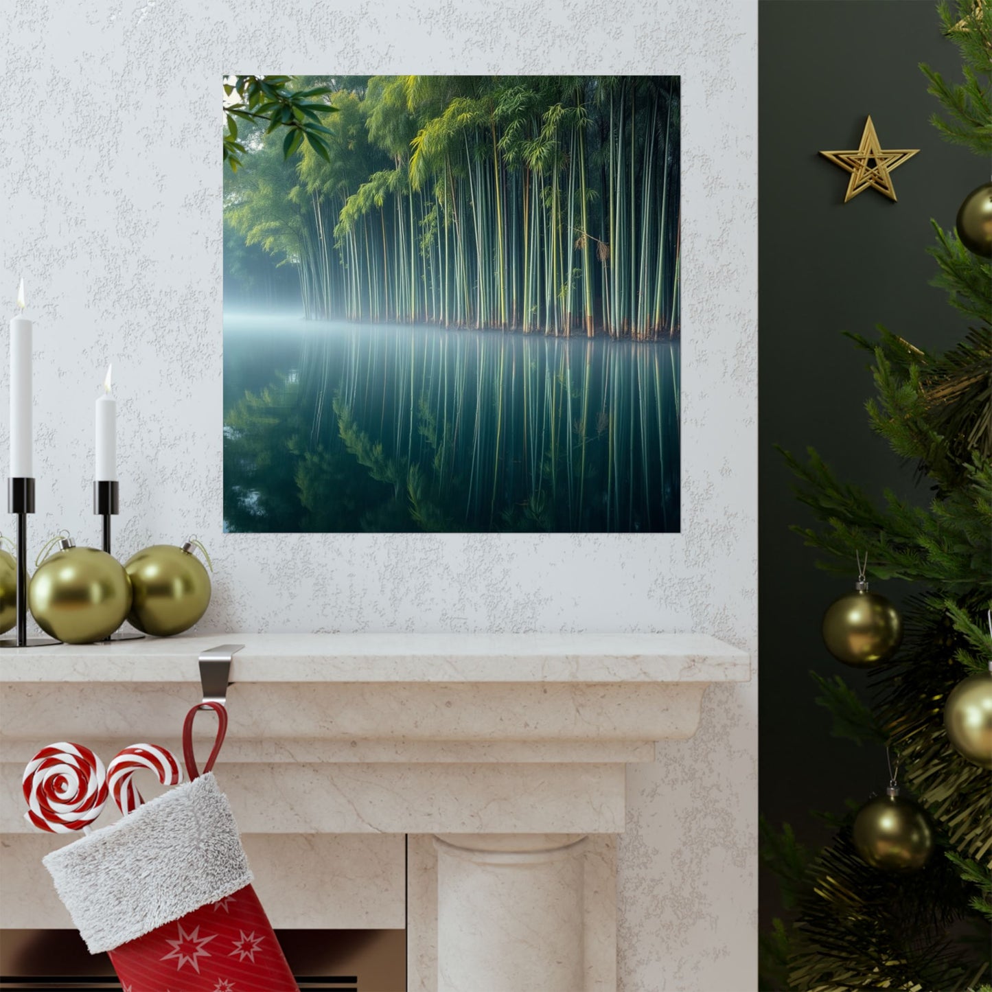Póster de bambú sereno, impresión artística de naturaleza tranquila, decoración de pared zen, estética relajante para el hogar, reflexión meditativa sobre el bambú