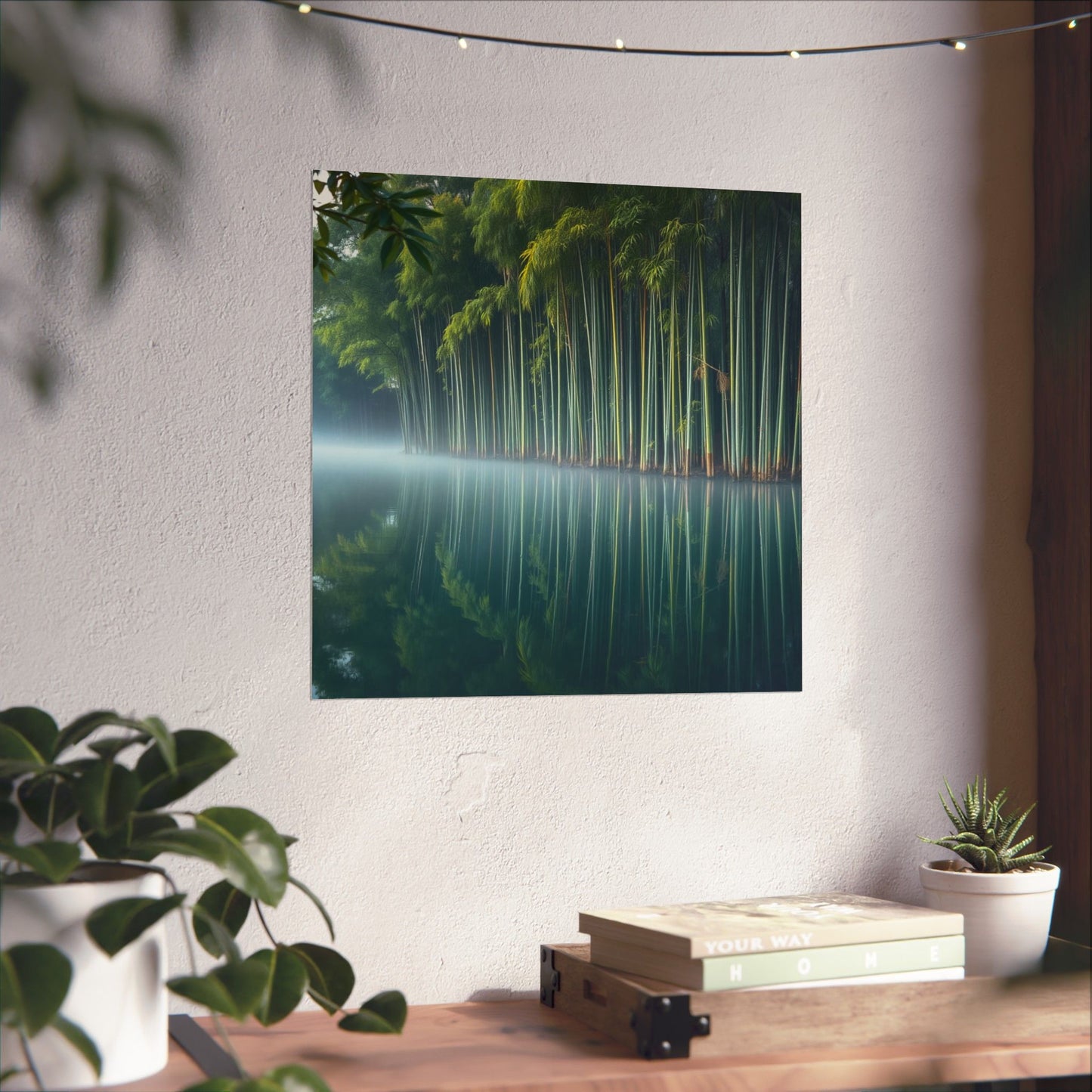 Póster de bambú sereno, impresión artística de naturaleza tranquila, decoración de pared zen, estética relajante para el hogar, reflexión meditativa sobre el bambú