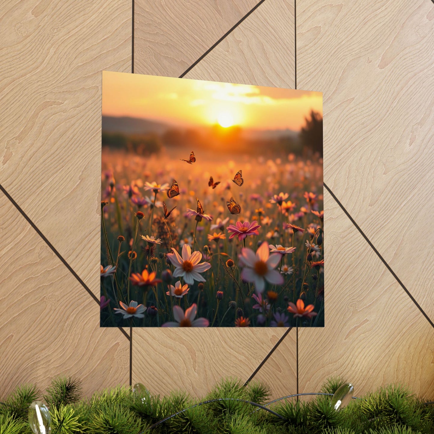 Landscape with Wildflowers and Butterflies Design