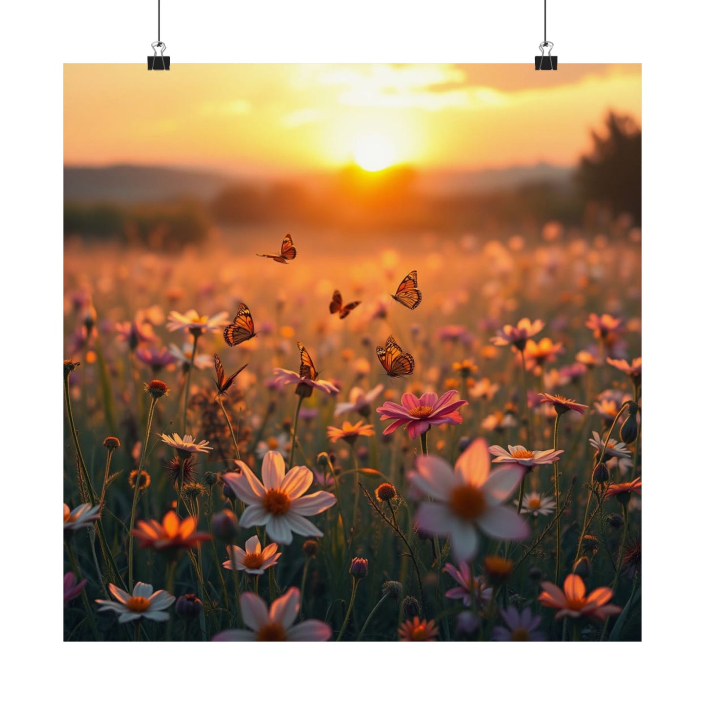 Landscape with Wildflowers and Butterflies Design