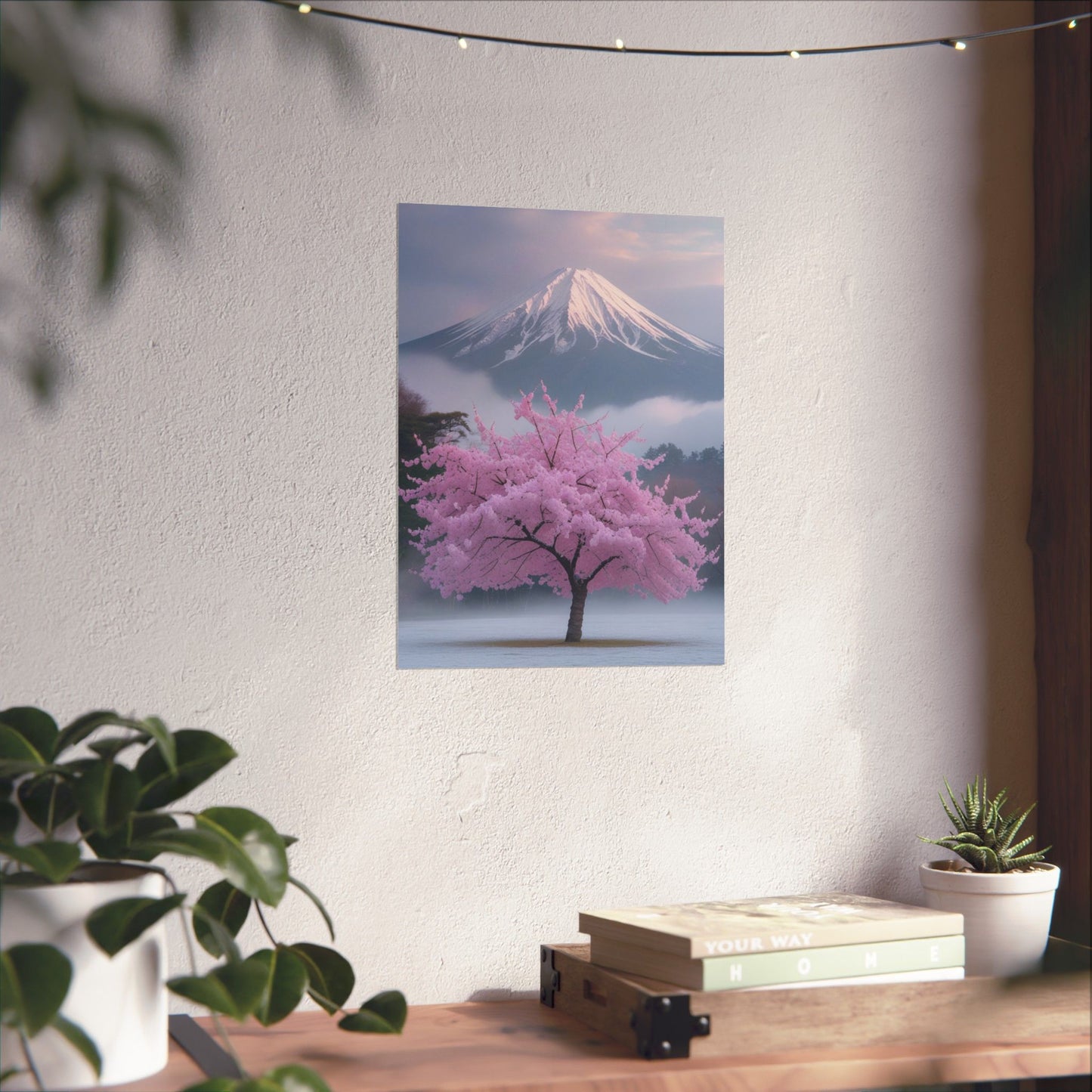Vertical Poster - Mount Fuji and Cherry Blossom Tree Design