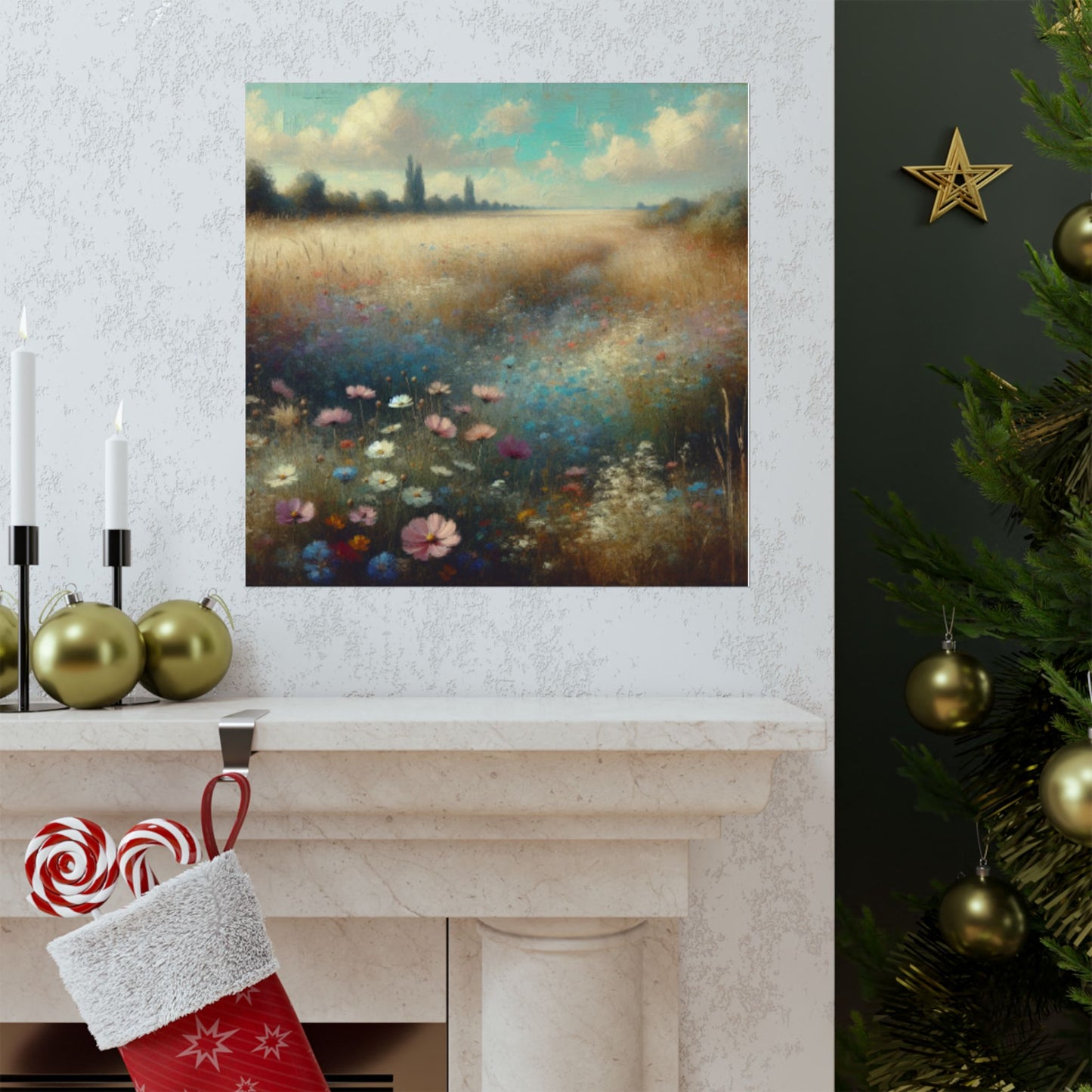 Serene Landscape Wall Art Print, Nature Decor, Floral Artwork, Home Decor, Gift for Nature Lovers, Spring Art Print
