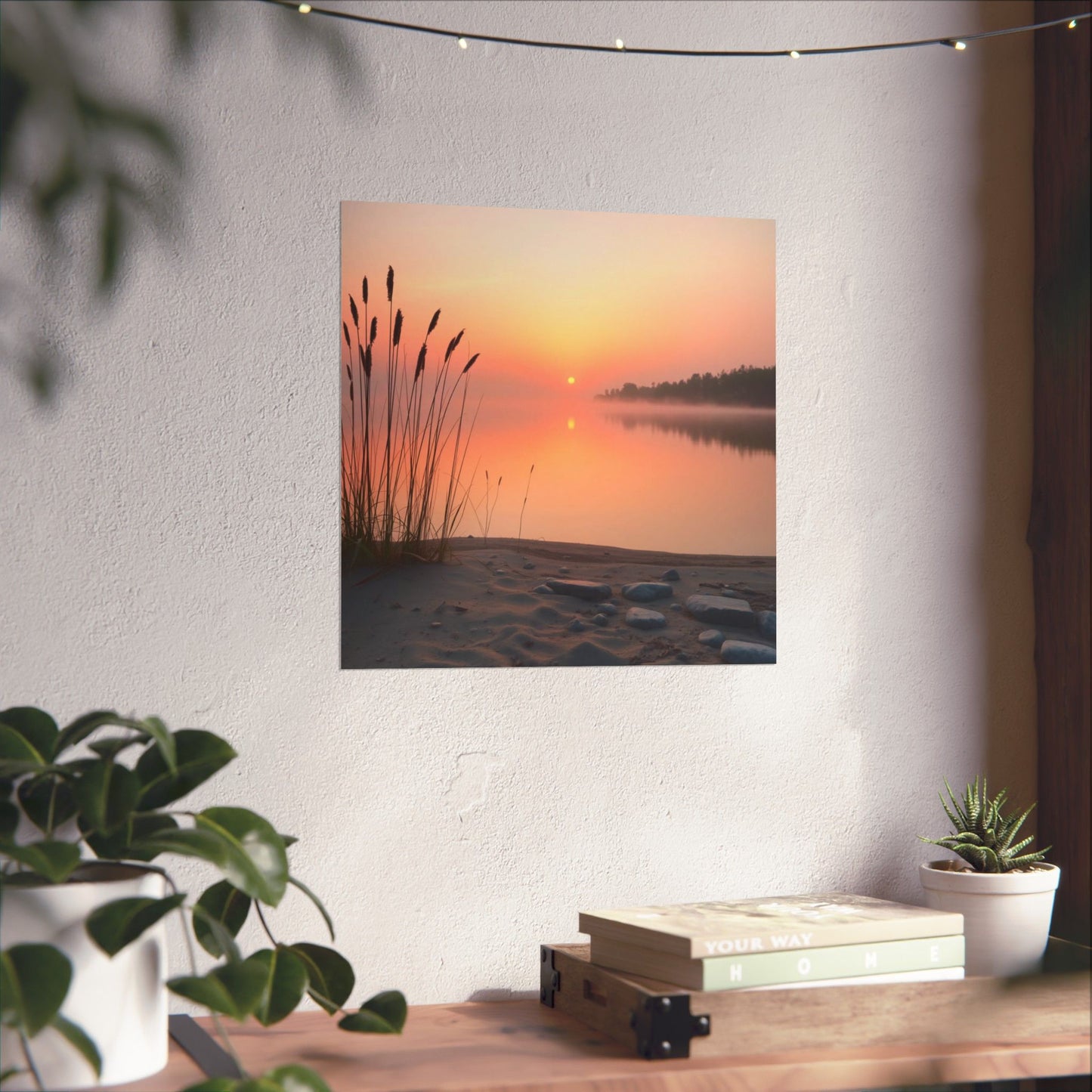 Póster de naturaleza serena, arte mural de atardecer tranquilo, decoración para amantes de la naturaleza, regalo para cualquier ocasión, decoración de paisaje tranquilo