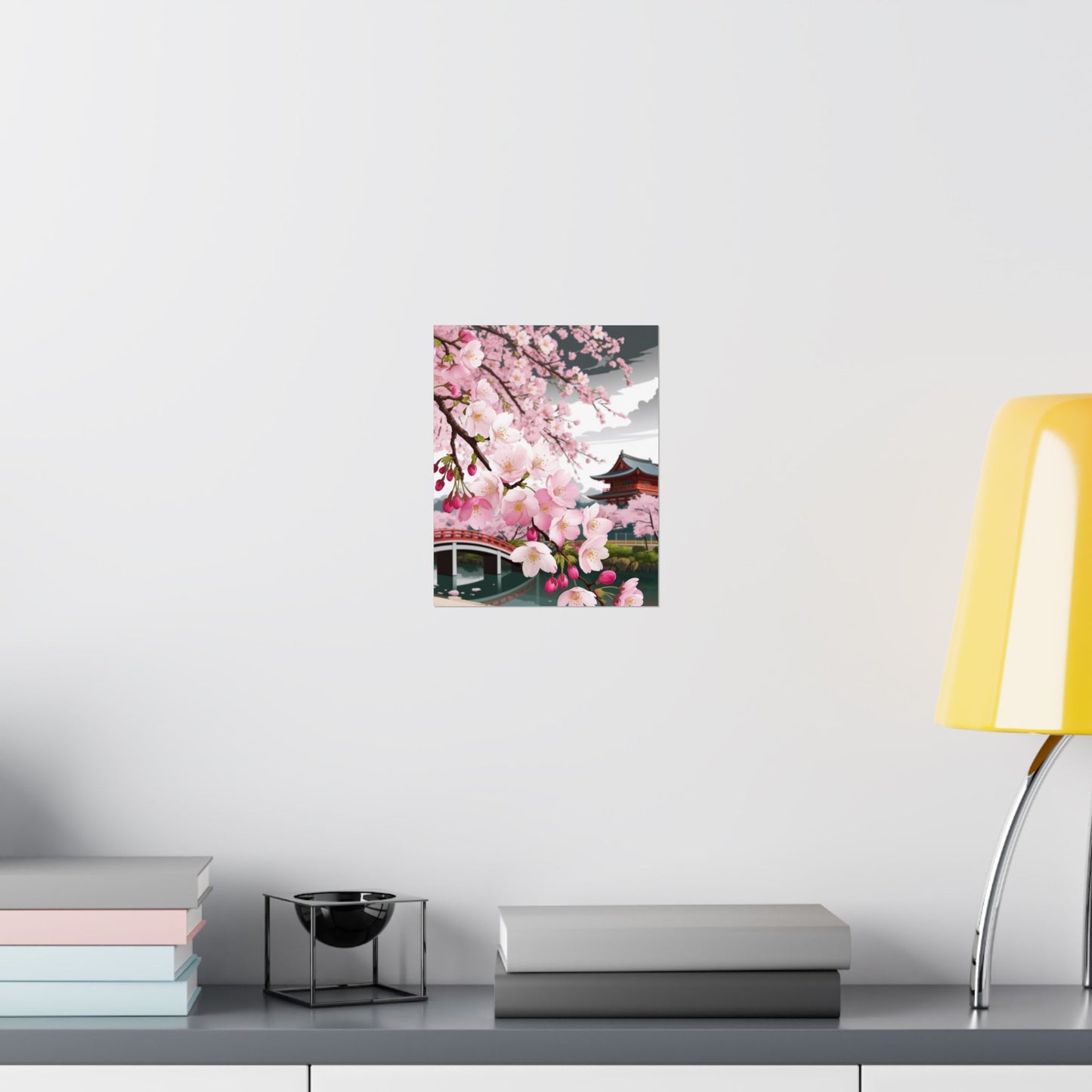 Póster vertical de cerezo en flor, arte mural natural, decoración japonesa, decoración primaveral, decoración floral para el hogar, regalo para ella