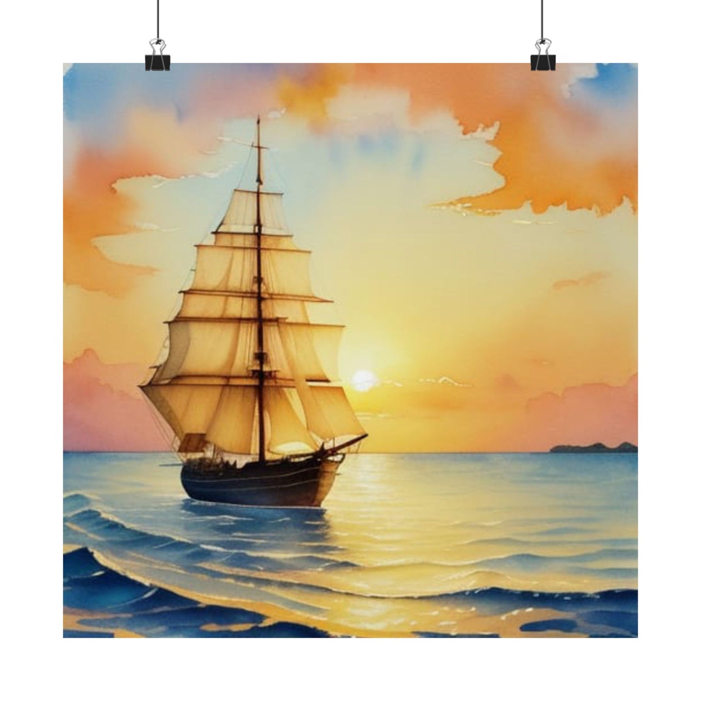 Pósteres mate de velero sereno, arte náutico, decoración costera, arte mural para el hogar, regalo para amantes de la playa
