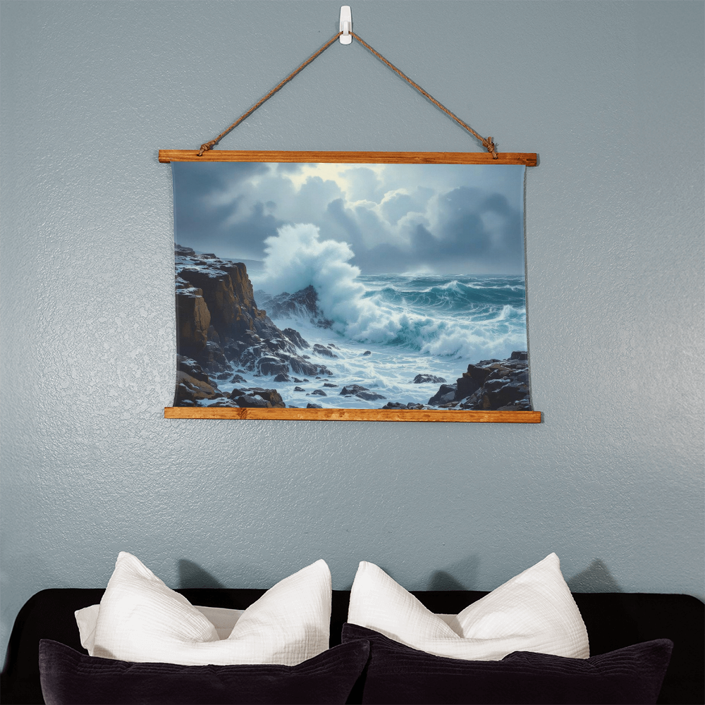 Seascape with a rugged rocky cliff